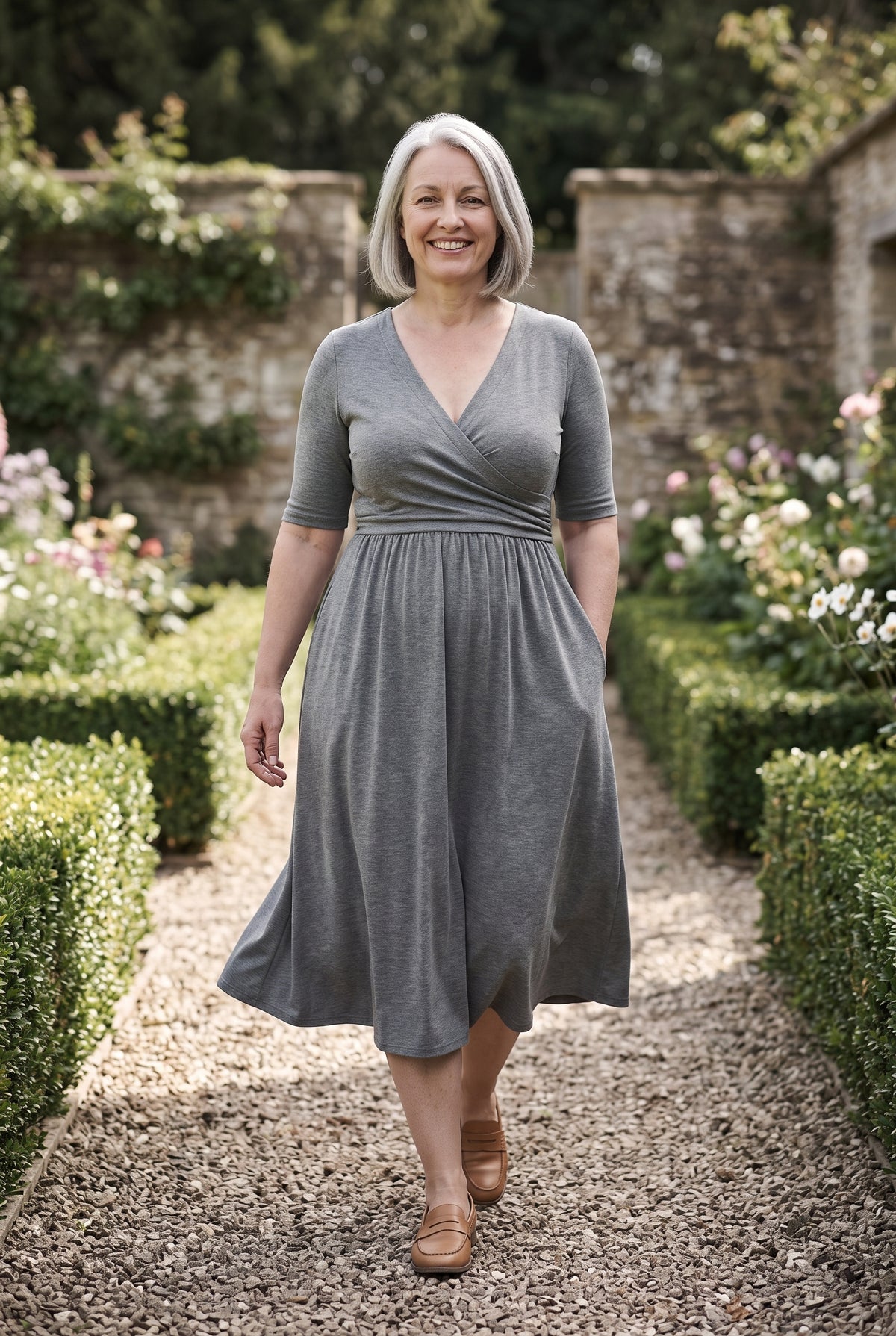 SOLTERI Juliette - Elegant Wrap Front Summer Dress