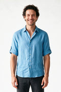 SOLTERI Kelmscott - Pure Linen Short-Sleeve Shirt - Sky Blue