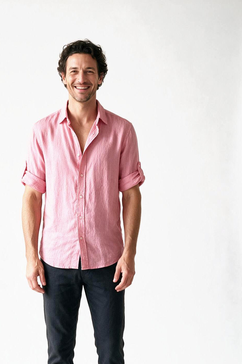 SOLTERI Kelmscott - Pure Linen Short-Sleeve Shirt - Pink