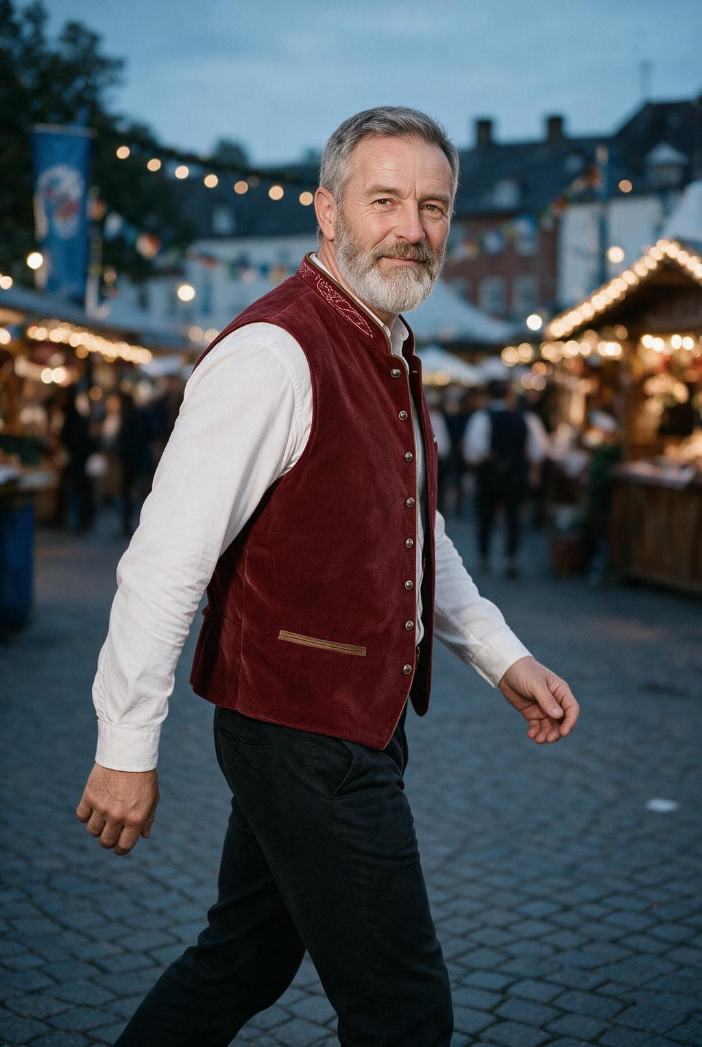SOLTERI Leopold - Stand-Collar Velvet Trachten Waistcoat