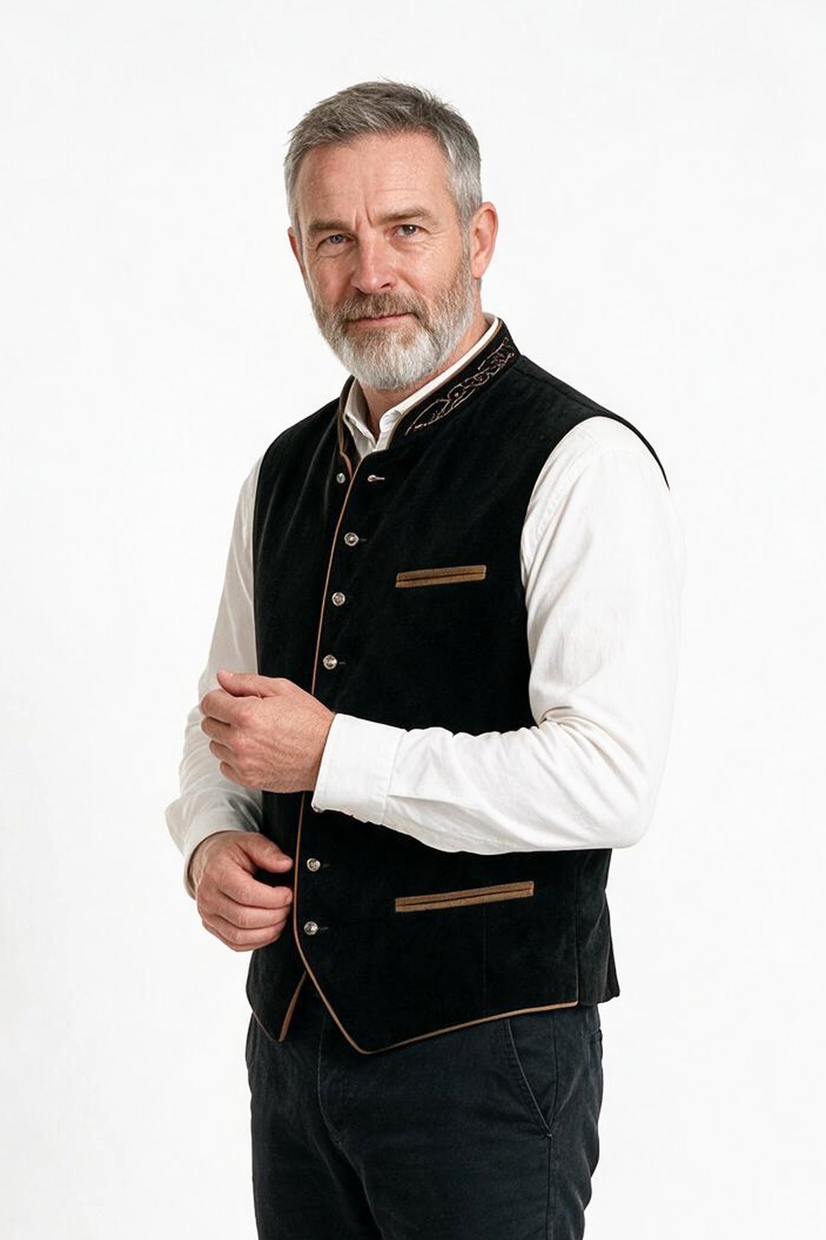 SOLTERI Leopold - Stand-Collar Velvet Trachten Waistcoat