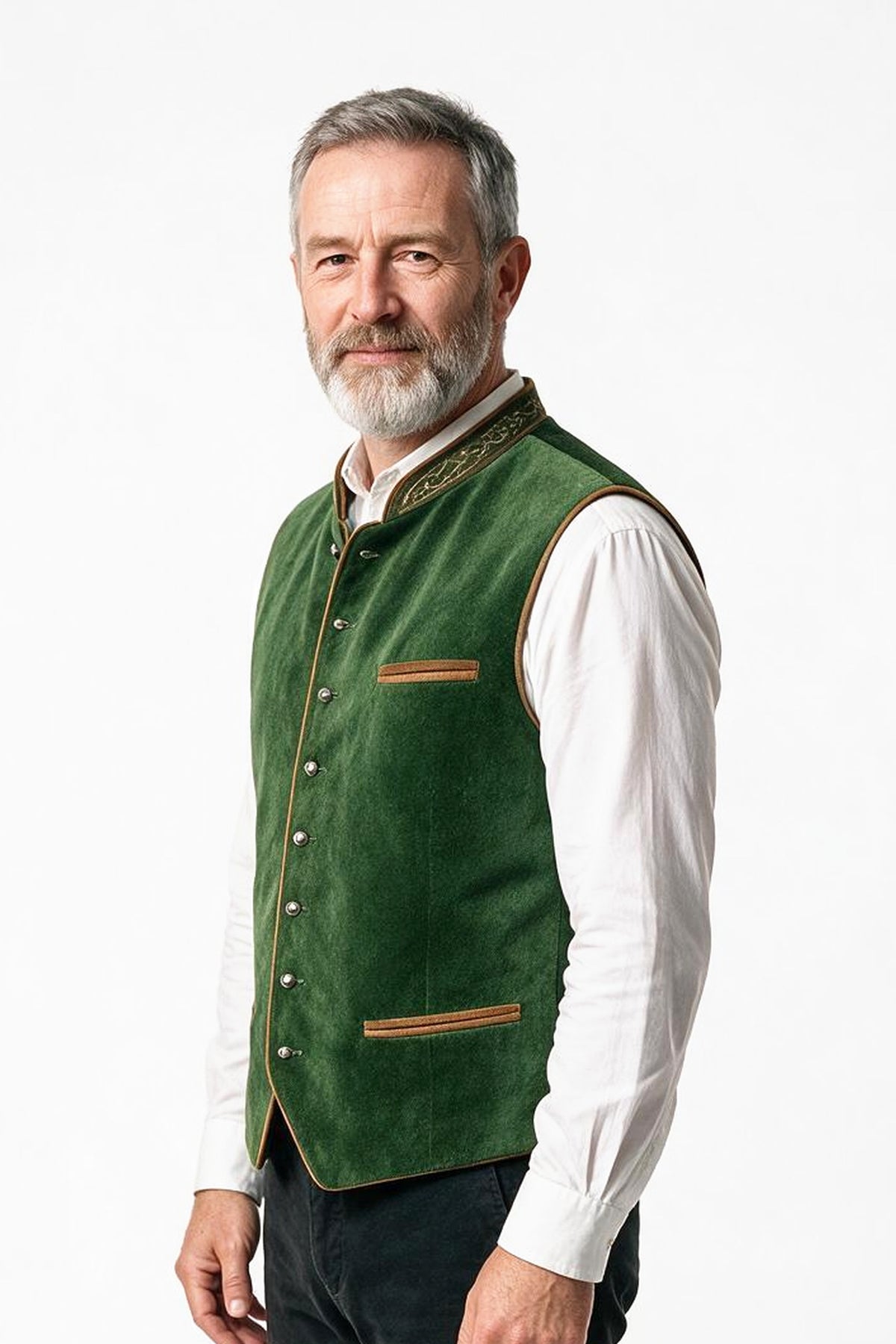 SOLTERI Leopold - Stand-Collar Velvet Trachten Waistcoat