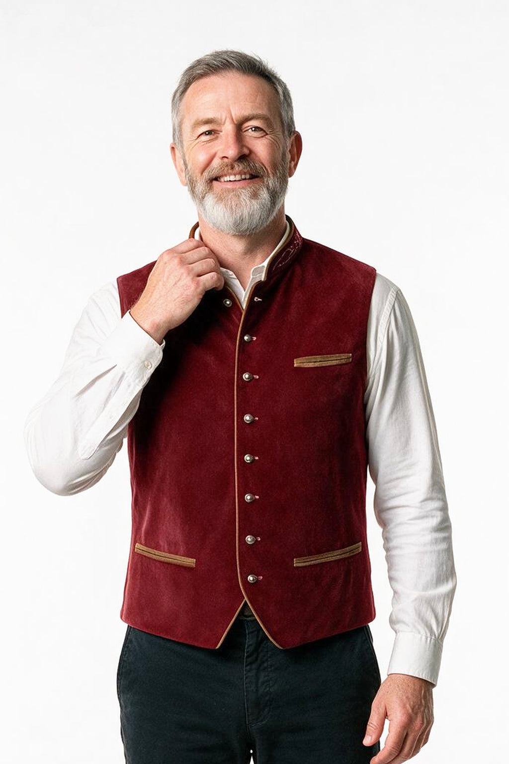 SOLTERI Leopold - Stand-Collar Velvet Trachten Waistcoat