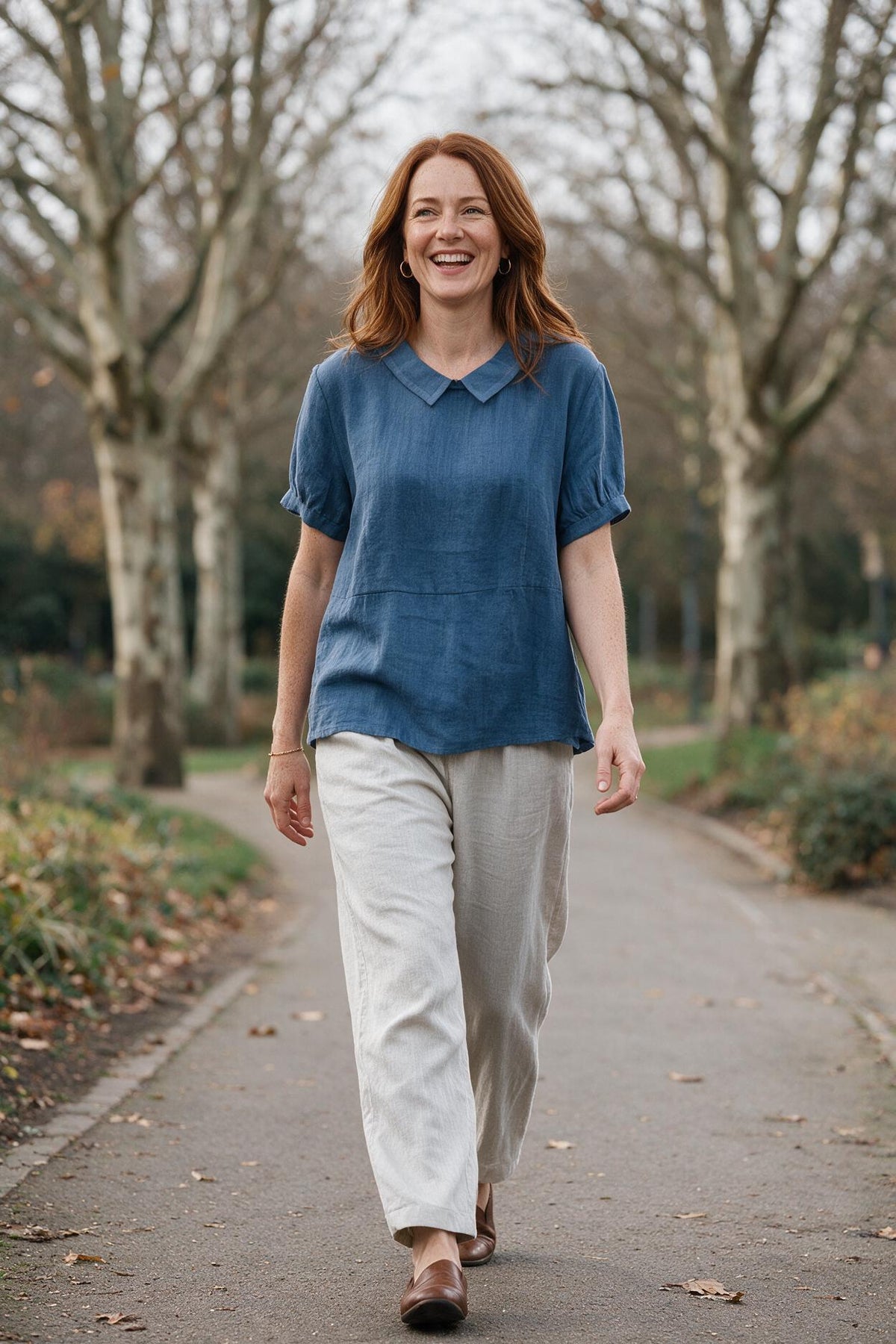 SOLTERI Liesel - Linen Peter Pan Collar Blouse