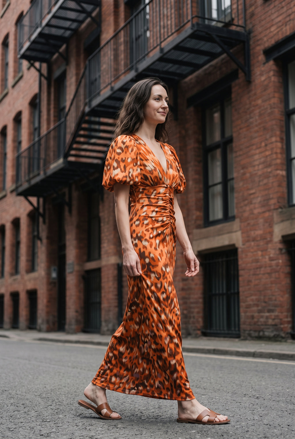 SOLTERI Lisbeth - Stylish Midi Dress with Puff Sleeves