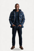 Whitmore quilted hooded flannel jacket - Dark blue