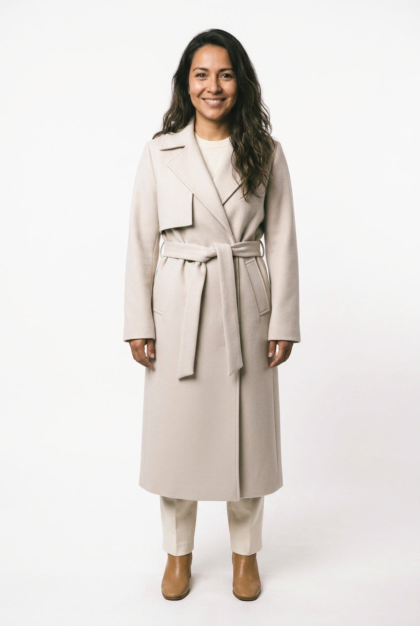 SOLTERI Clemence - Belted Wool-Look Wrap Coat