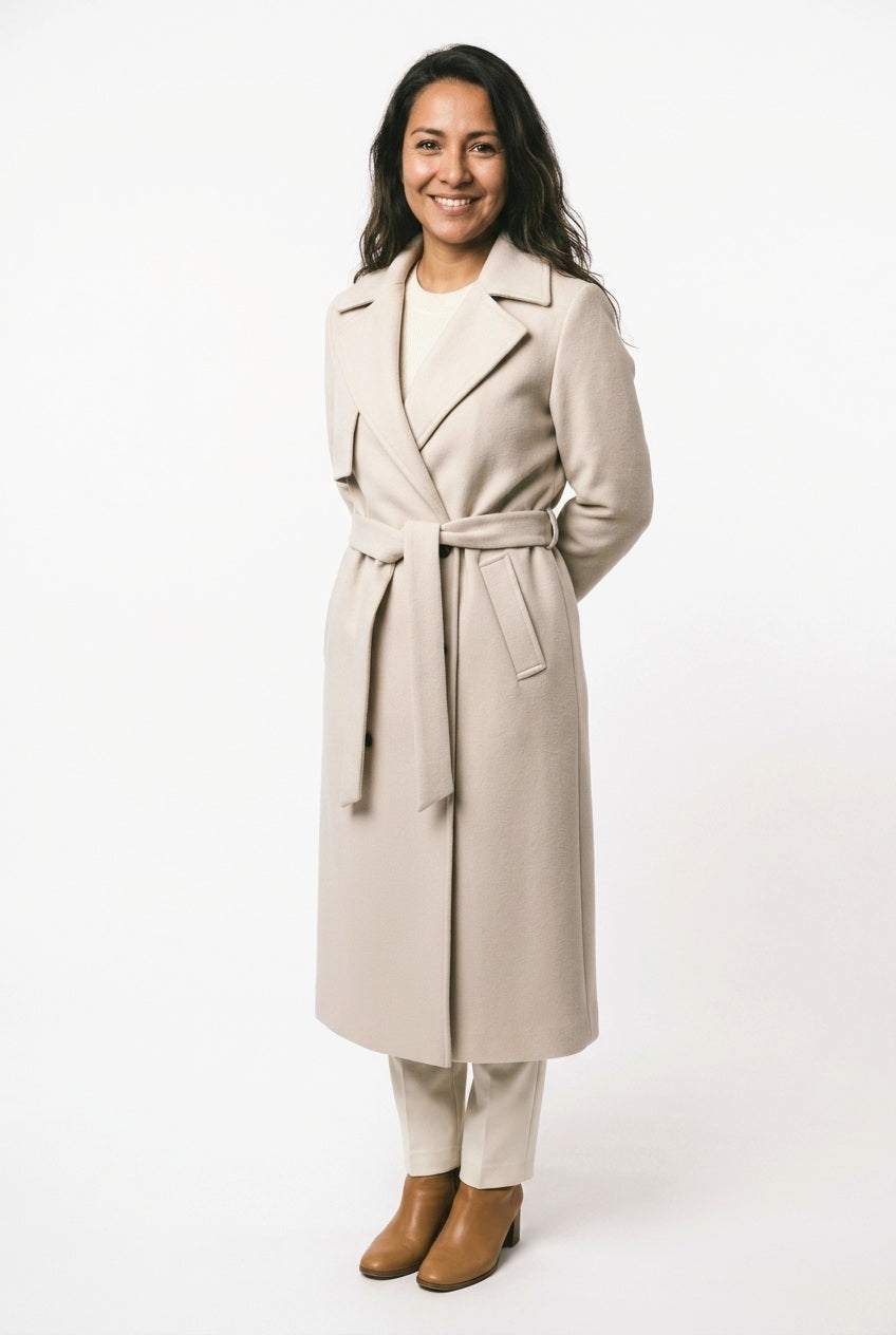 SOLTERI Clemence - Belted Wool-Look Wrap Coat
