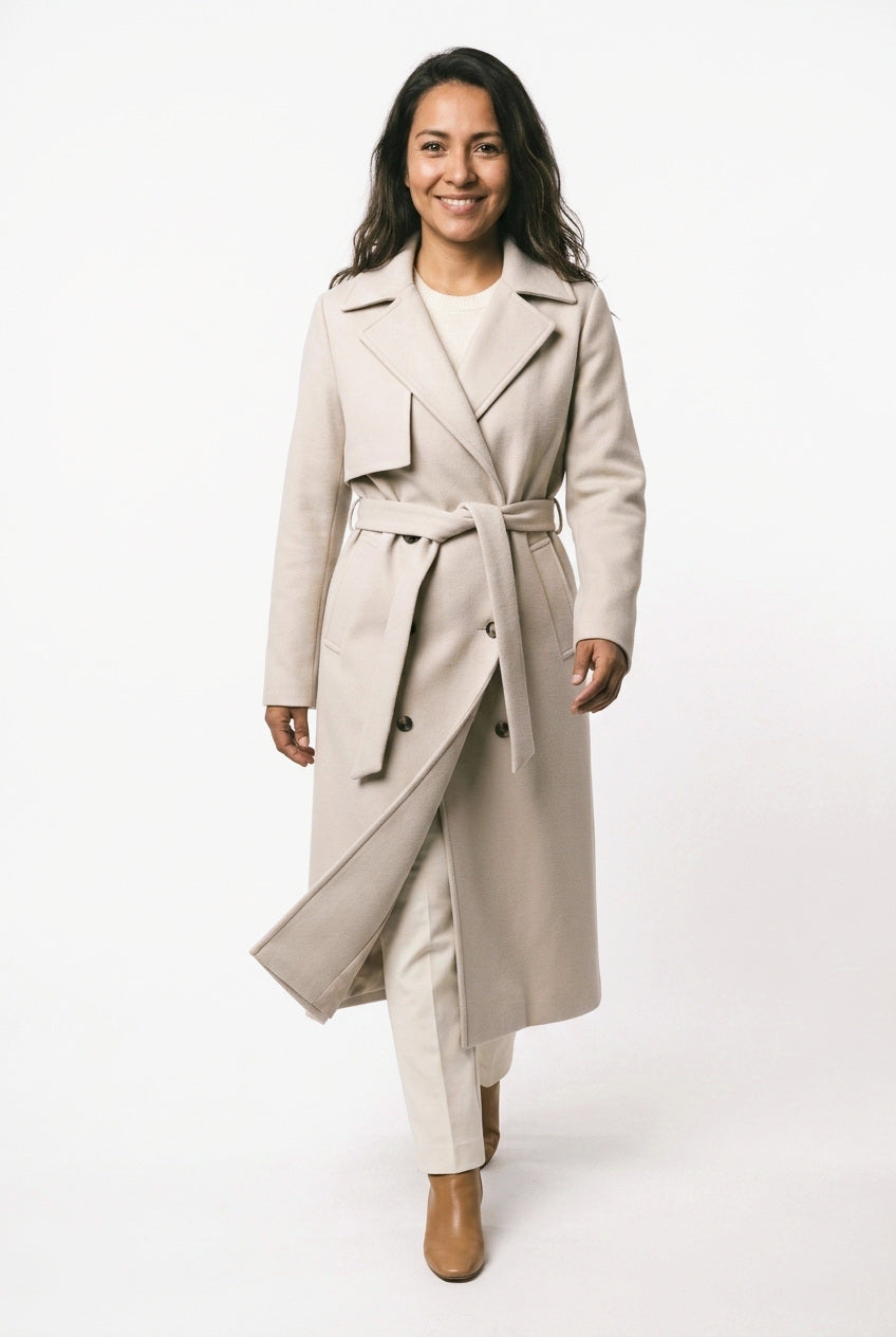 SOLTERI Clemence - Belted Wool-Look Wrap Coat