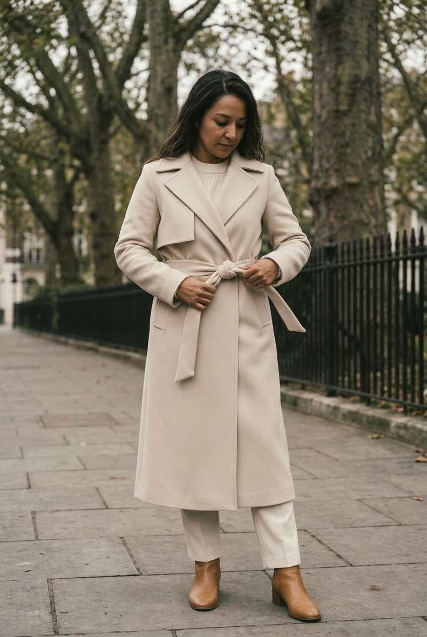 SOLTERI Clemence - Belted Wool-Look Wrap Coat