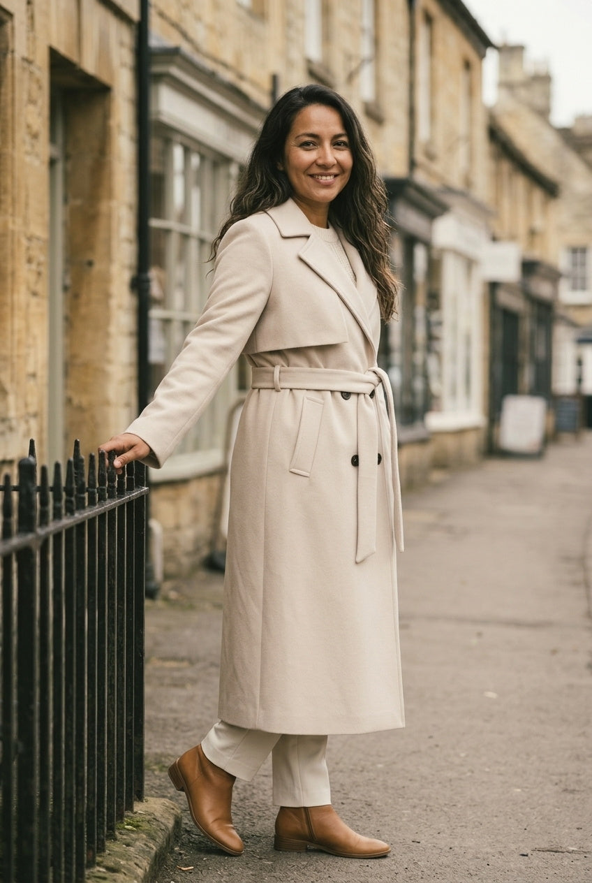 SOLTERI Clemence - Belted Wool-Look Wrap Coat