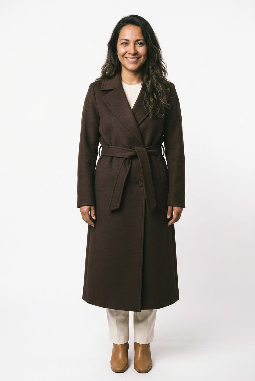 SOLTERI Clemence - Belted Wool-Look Wrap Coat