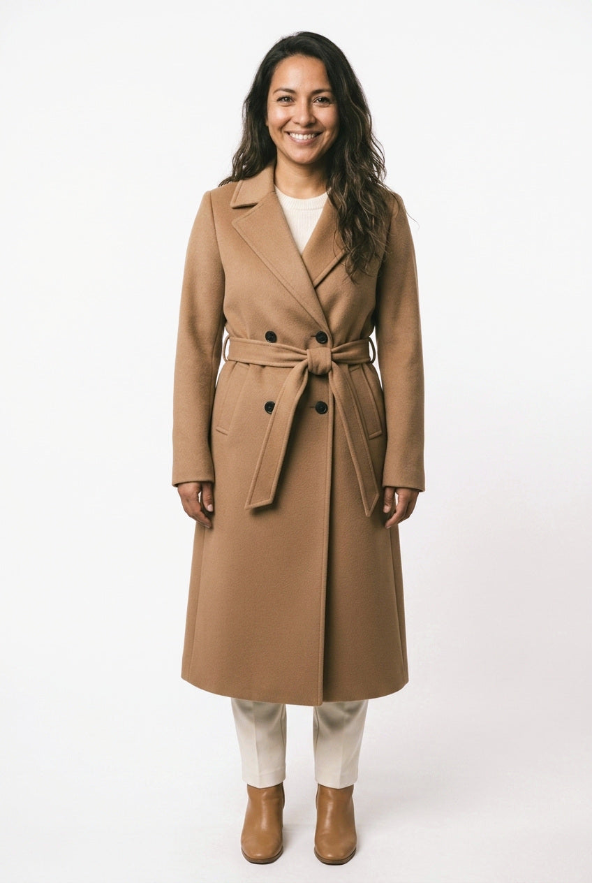 SOLTERI Clemence - Belted Wool-Look Wrap Coat
