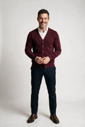 SOLTERI Alden - V-Neck Button Cardigan - Dark Red