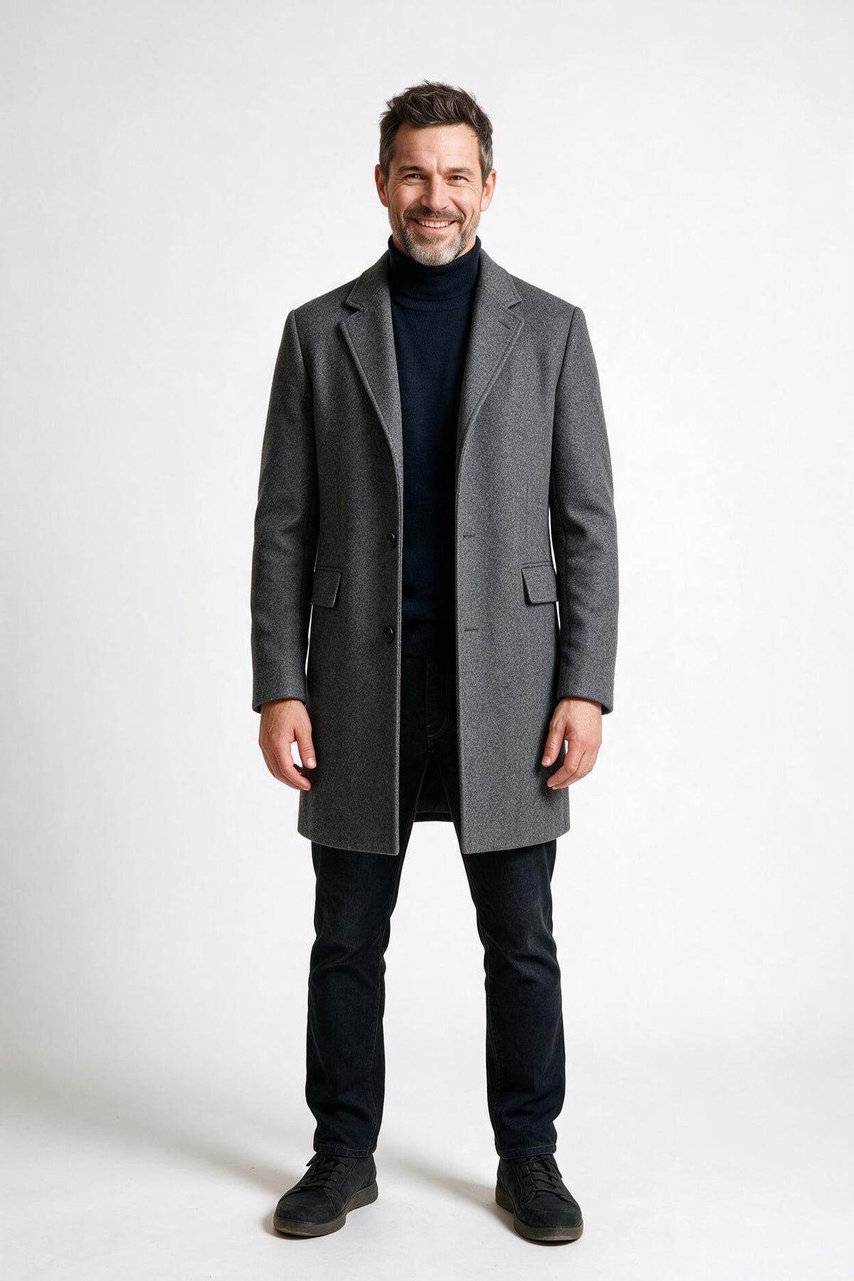 SOLTERI Beaumont - Classic Wool-Blend Overcoat - Gray