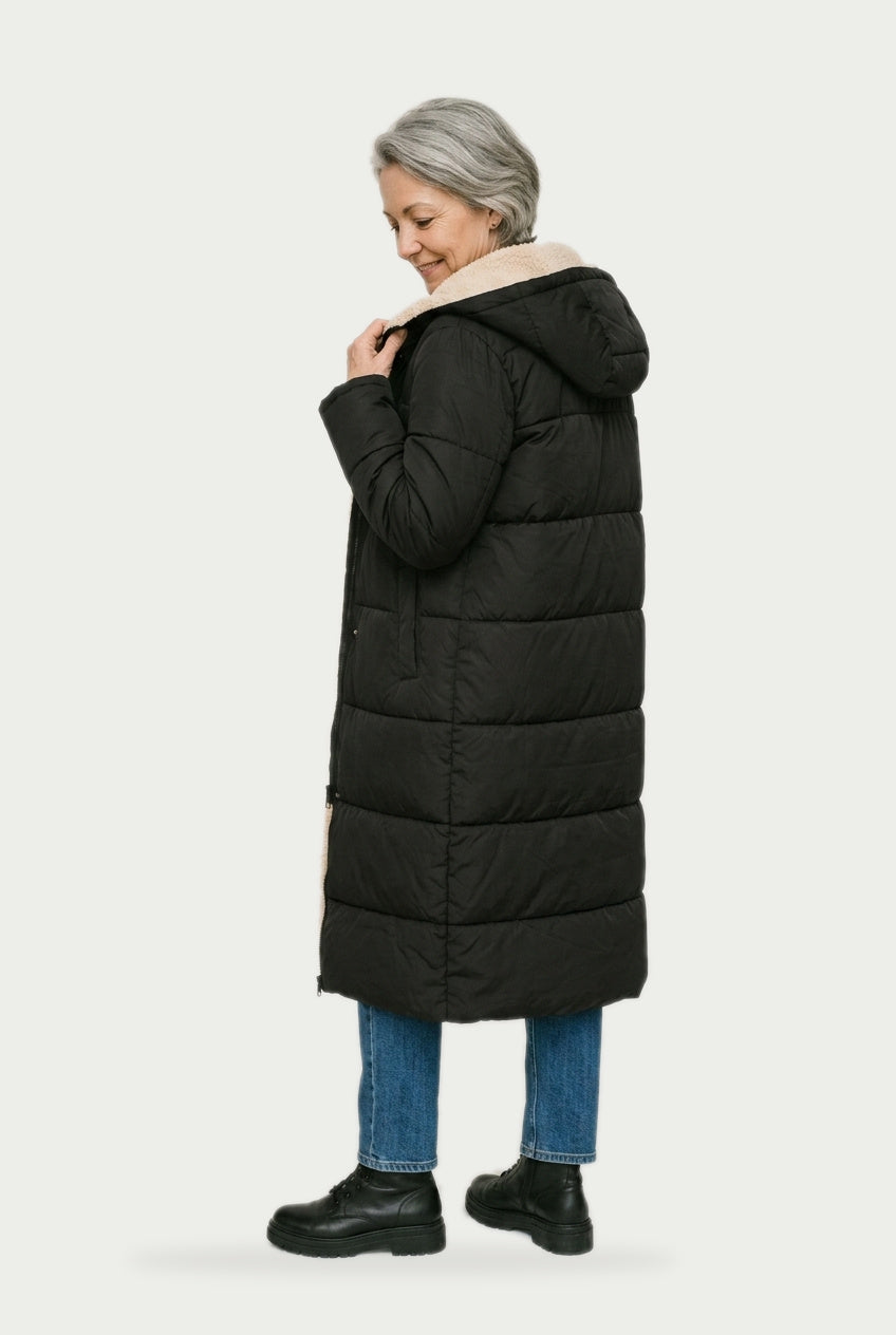 SOLTERI Honora - Sherpa-Lined Longline Puffer Coat