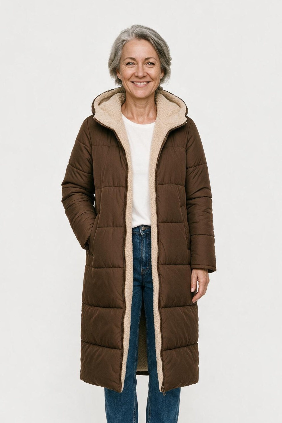 SOLTERI Honora - Sherpa-Lined Longline Puffer Coat