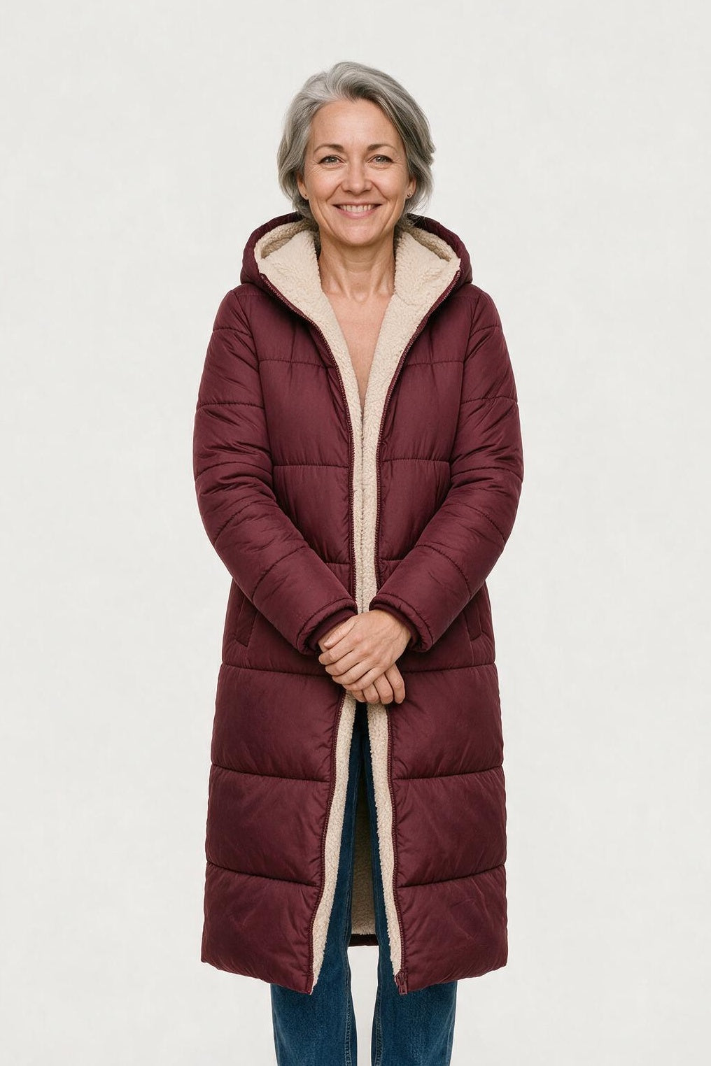 SOLTERI Honora - Sherpa-Lined Longline Puffer Coat