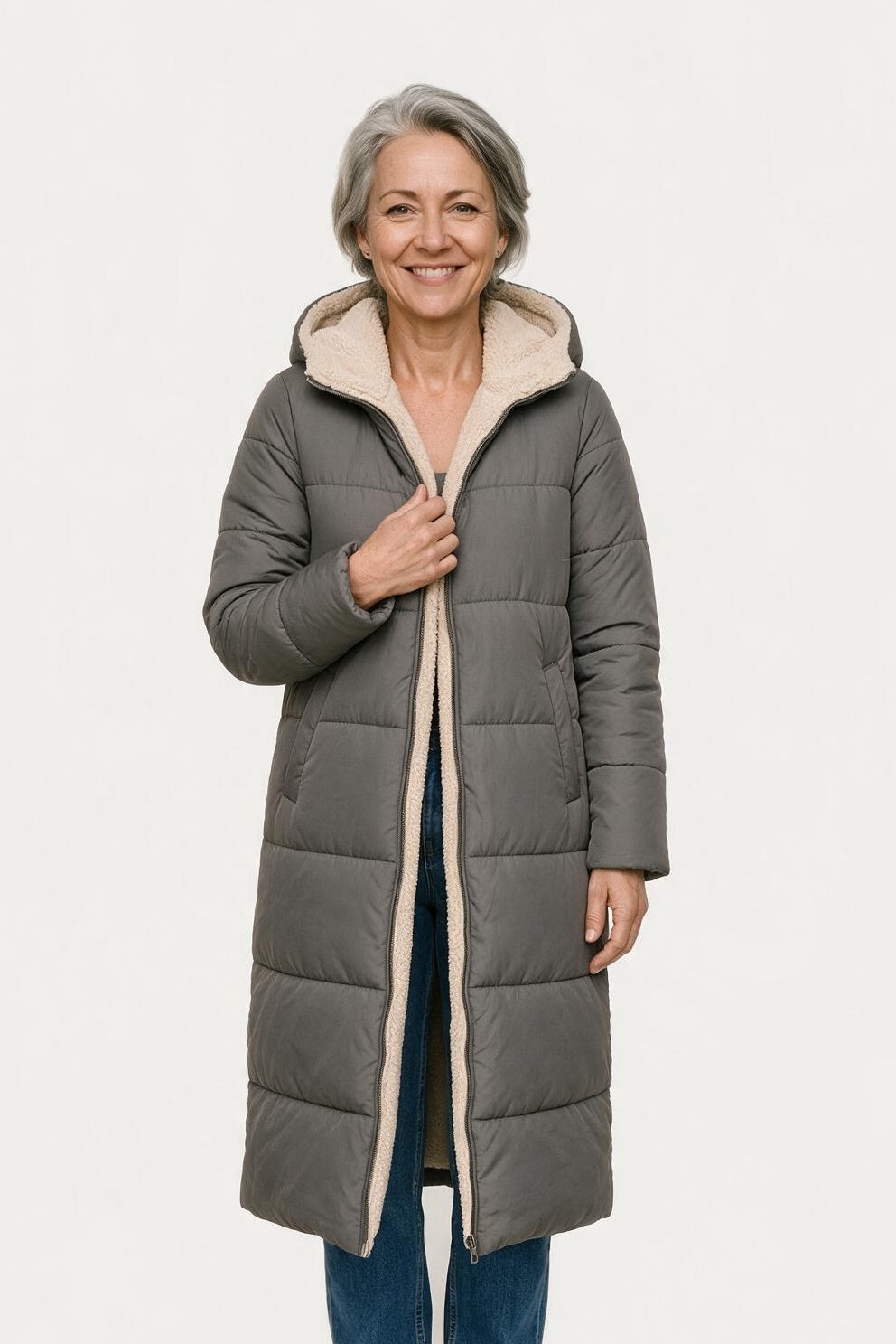 SOLTERI Honora - Sherpa-Lined Longline Puffer Coat