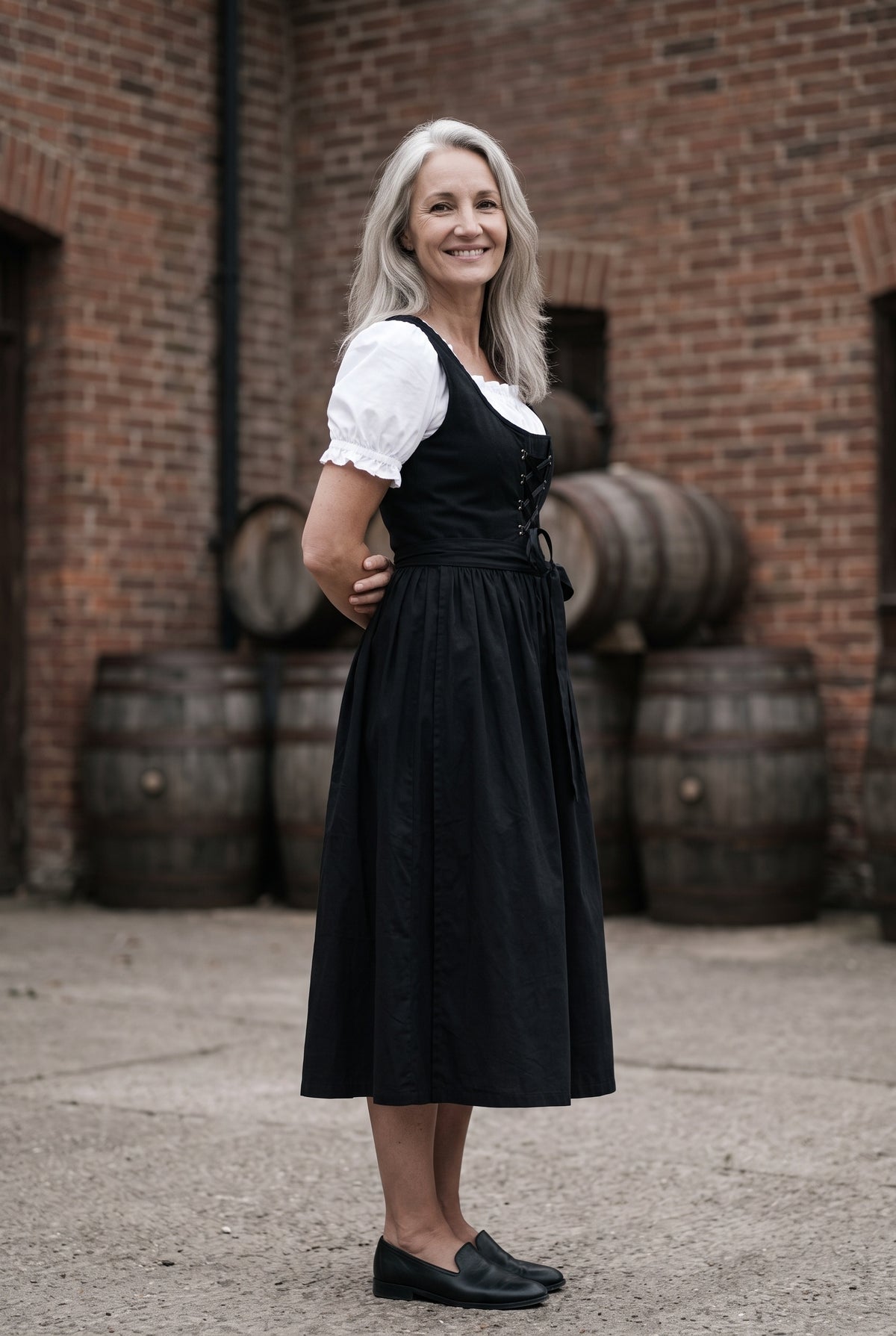 SOLTERI Lorelei - Elegant Black Lace Up Bavarian Maid Dress
