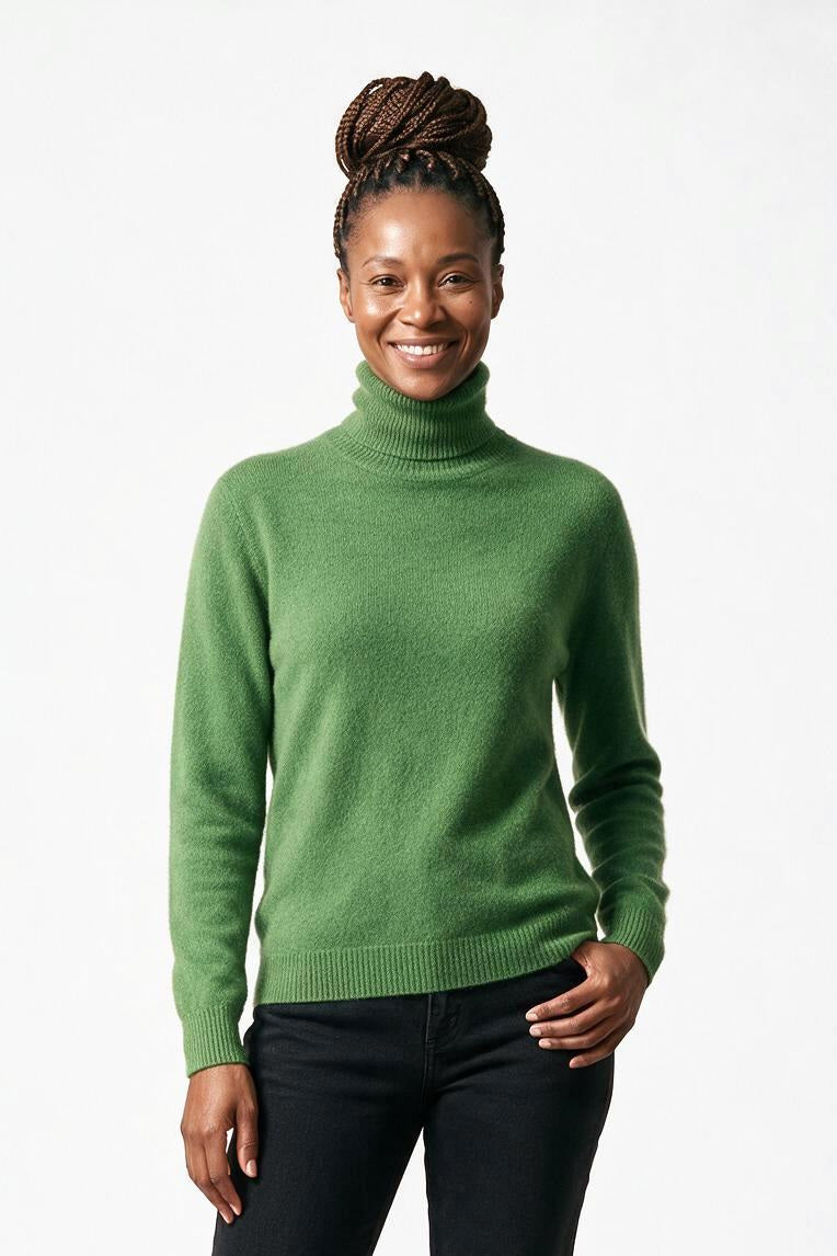 SOLTERI Lucienne - Mink-Cashmere Roll-Neck - Green