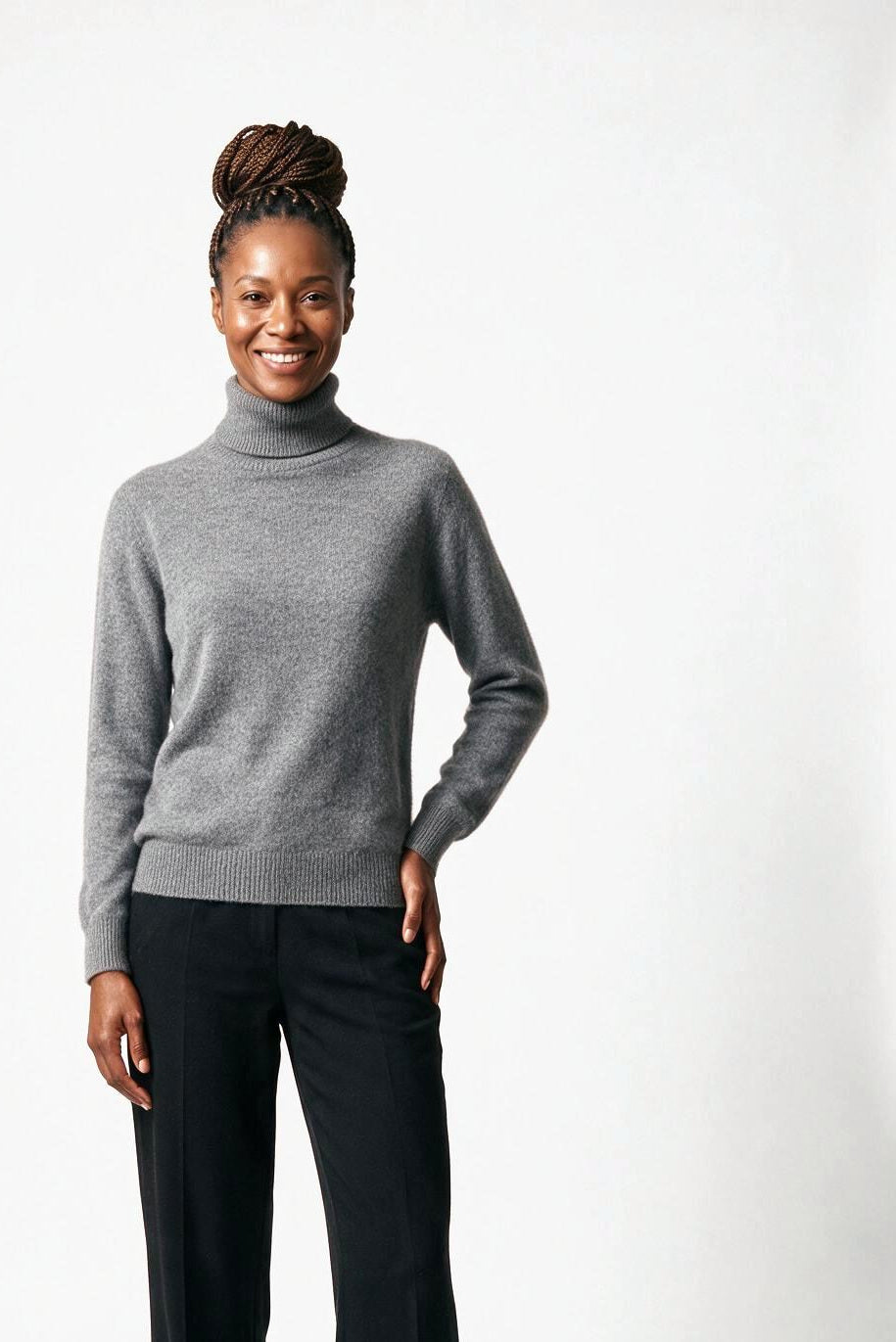 SOLTERI Lucienne - Mink-Cashmere Roll-Neck - Grey