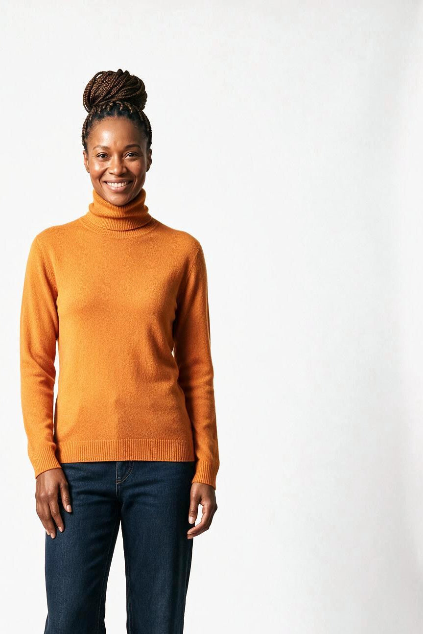 SOLTERI Lucienne - Mink-Cashmere Roll-Neck - Orange