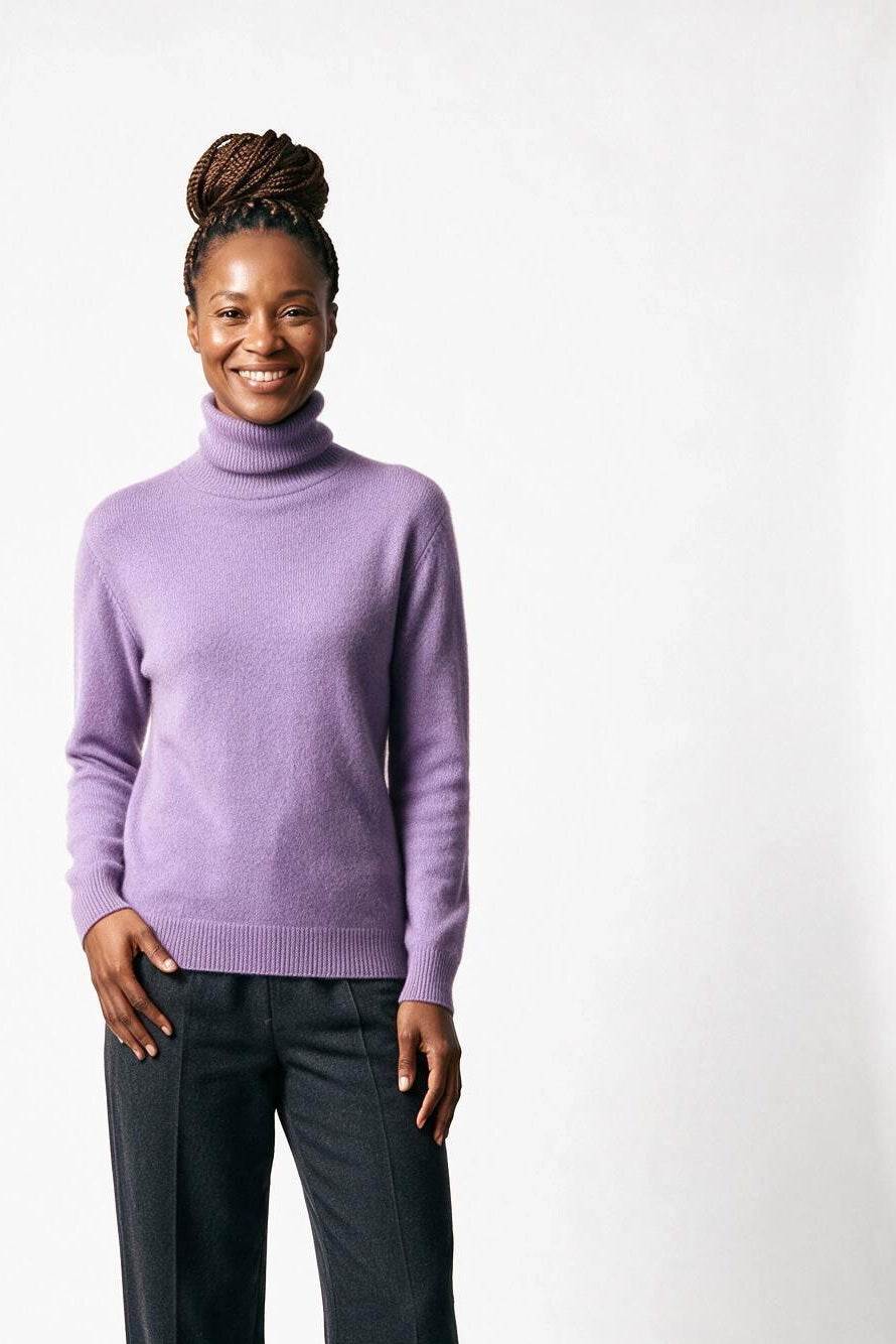 SOLTERI Lucienne - Mink-Cashmere Roll-Neck - Lavender