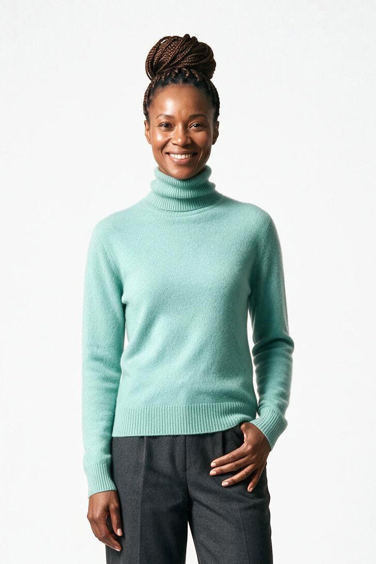 SOLTERI Lucienne - Mink-Cashmere Roll-Neck - Mint