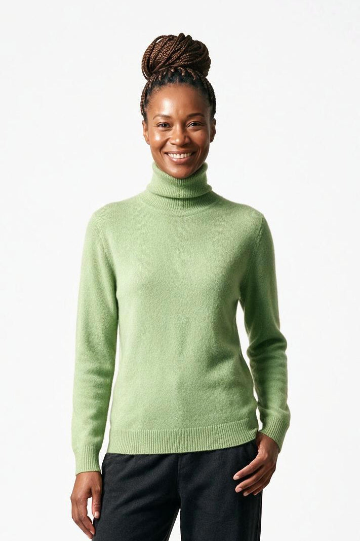 SOLTERI Lucienne - Mink-Cashmere Roll-Neck - Light Green