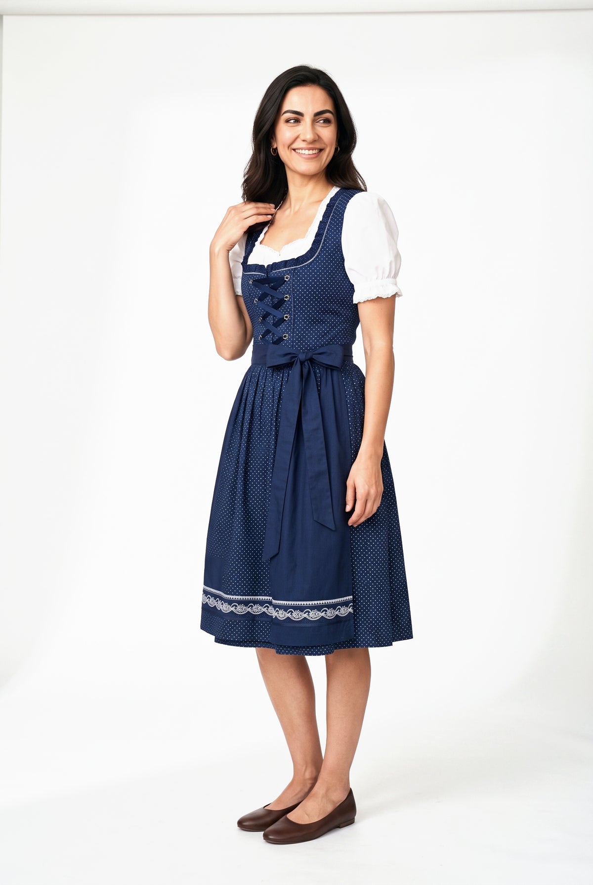 SOLTERI Lydia - Elegant Square Neck Dirndl Dress with Apron