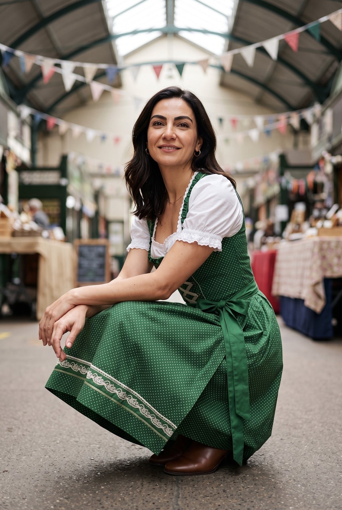 SOLTERI Lydia - Elegant Square Neck Dirndl Dress with Apron