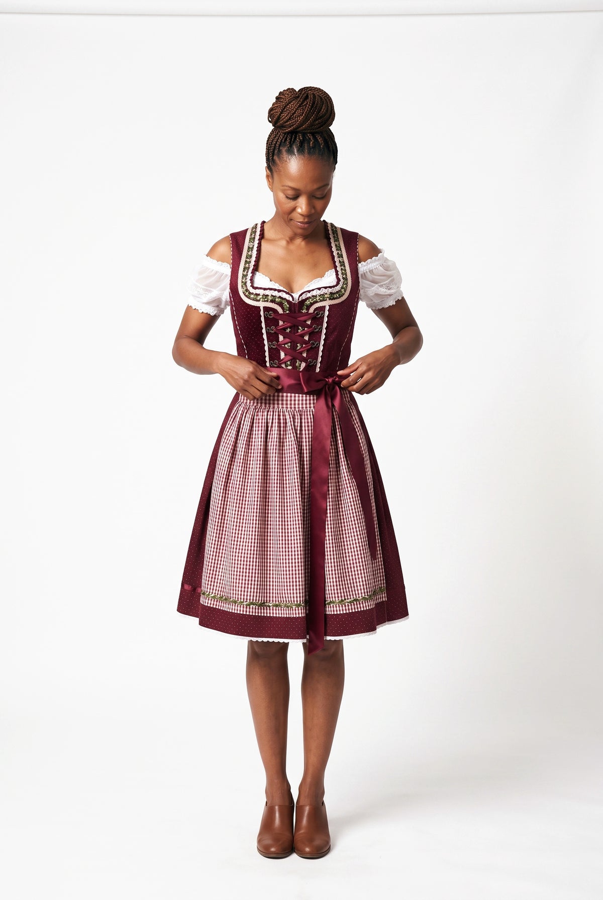 SOLTERI Marlene - Classic Red Plaid Dirndl Dress