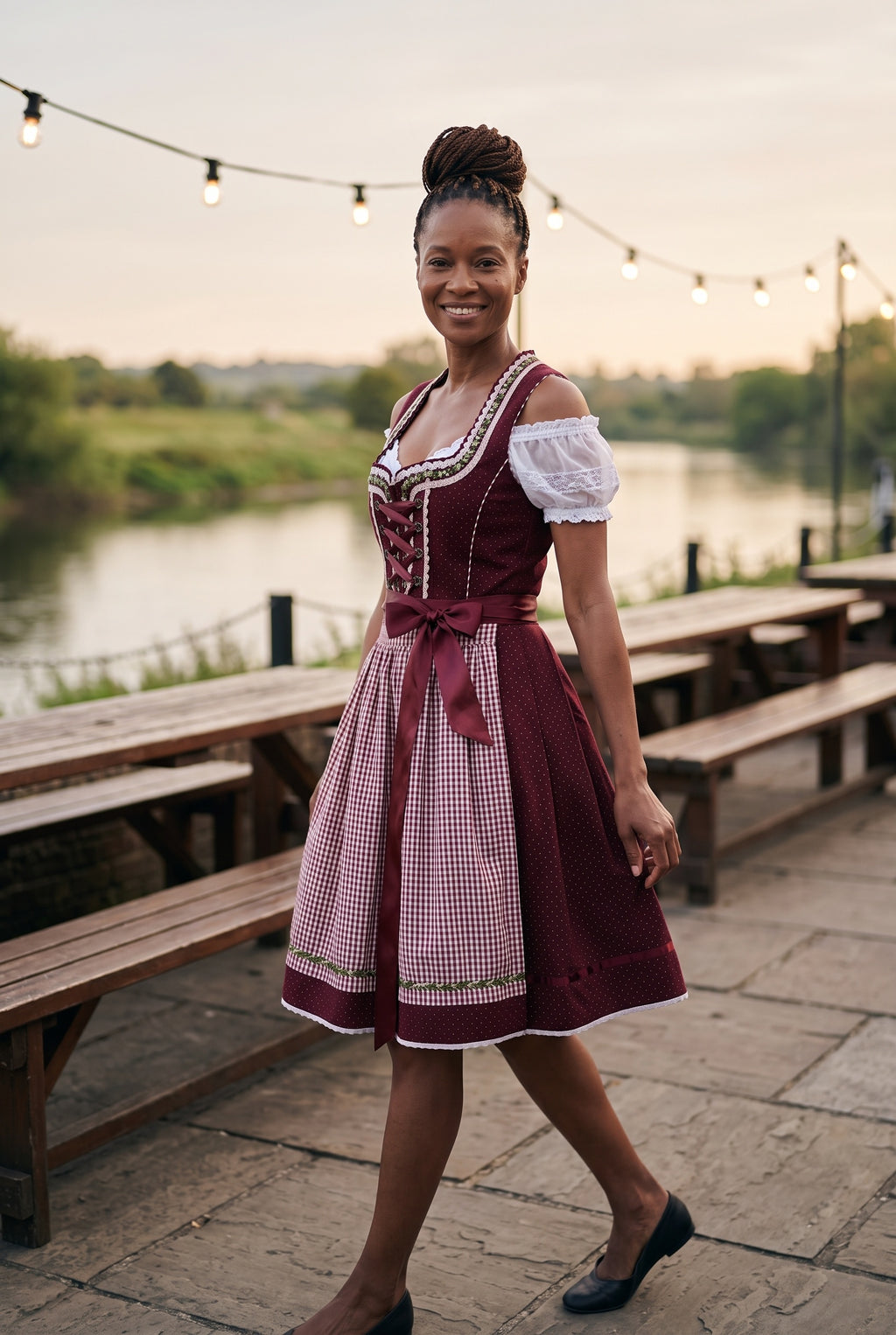 SOLTERI Marlene - Classic Red Plaid Dirndl Dress