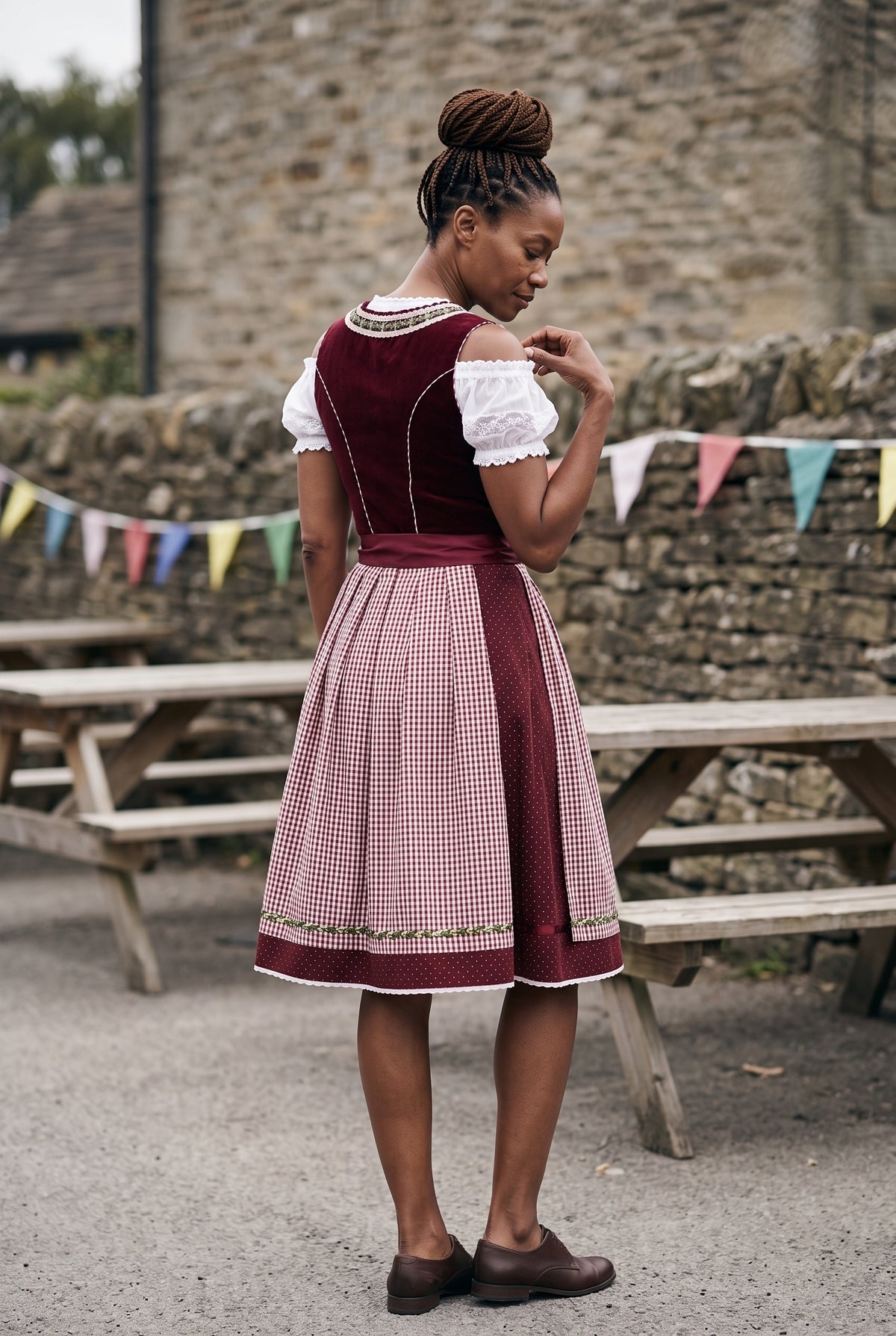 SOLTERI Marlene - Classic Red Plaid Dirndl Dress