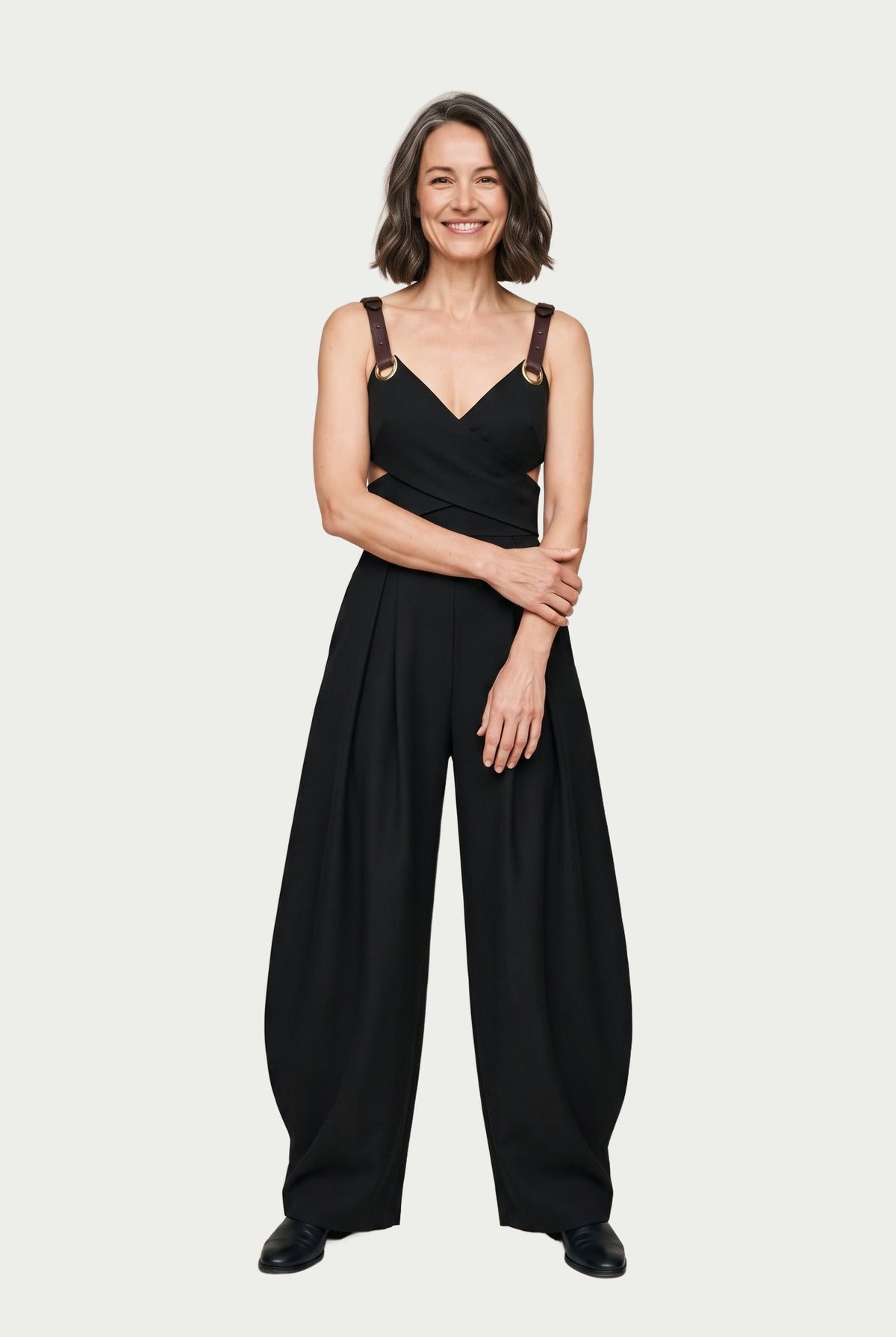 SOLTERI Iona - Crossed Cut-Out Sleeveless Jumpsuit