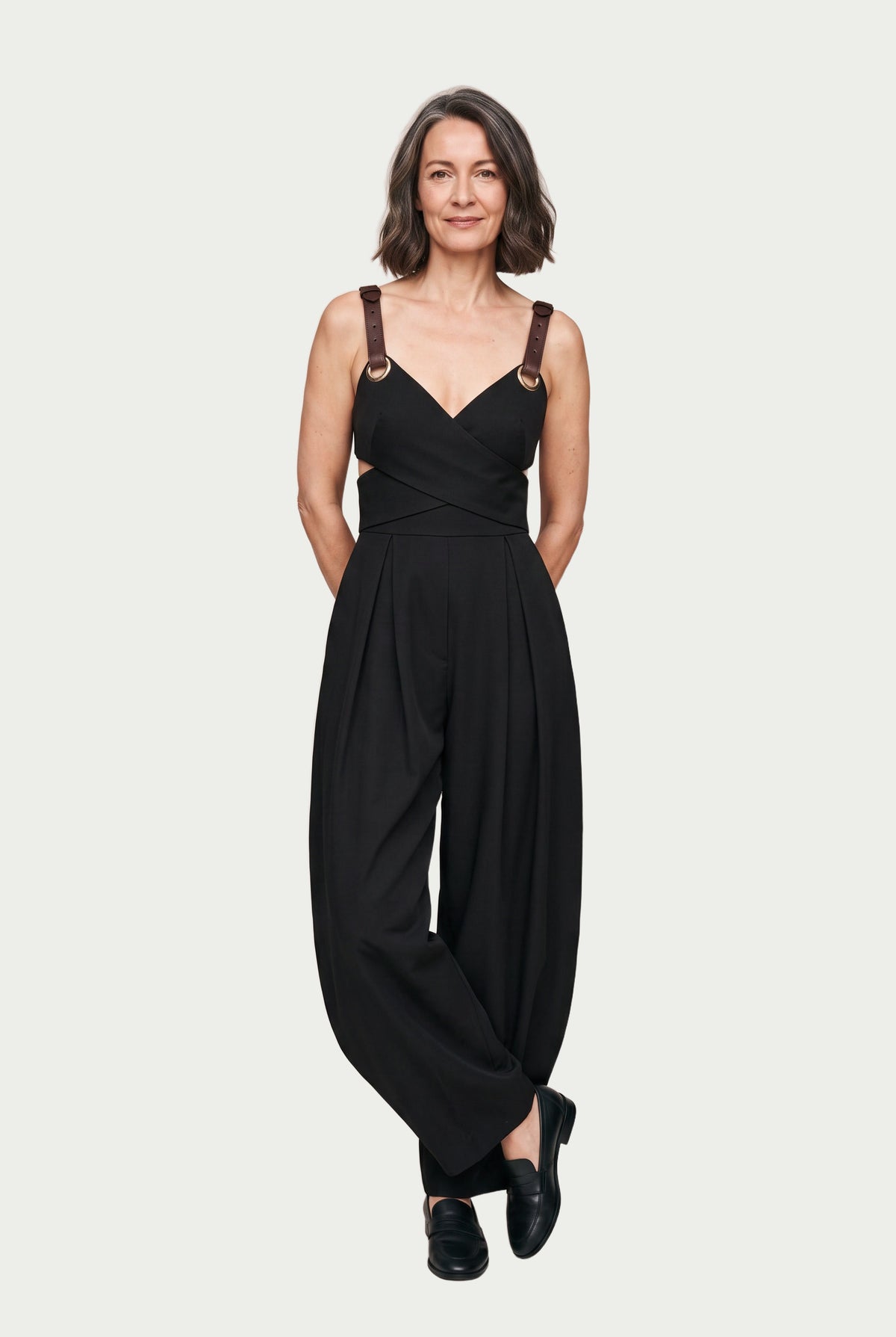 SOLTERI Iona - Crossed Cut-Out Sleeveless Jumpsuit
