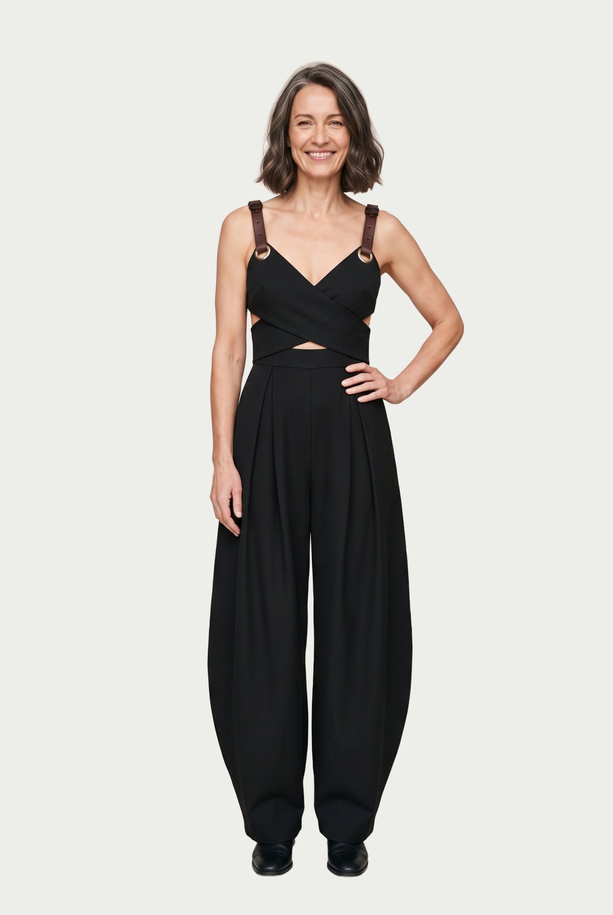 SOLTERI Iona - Crossed Cut-Out Sleeveless Jumpsuit