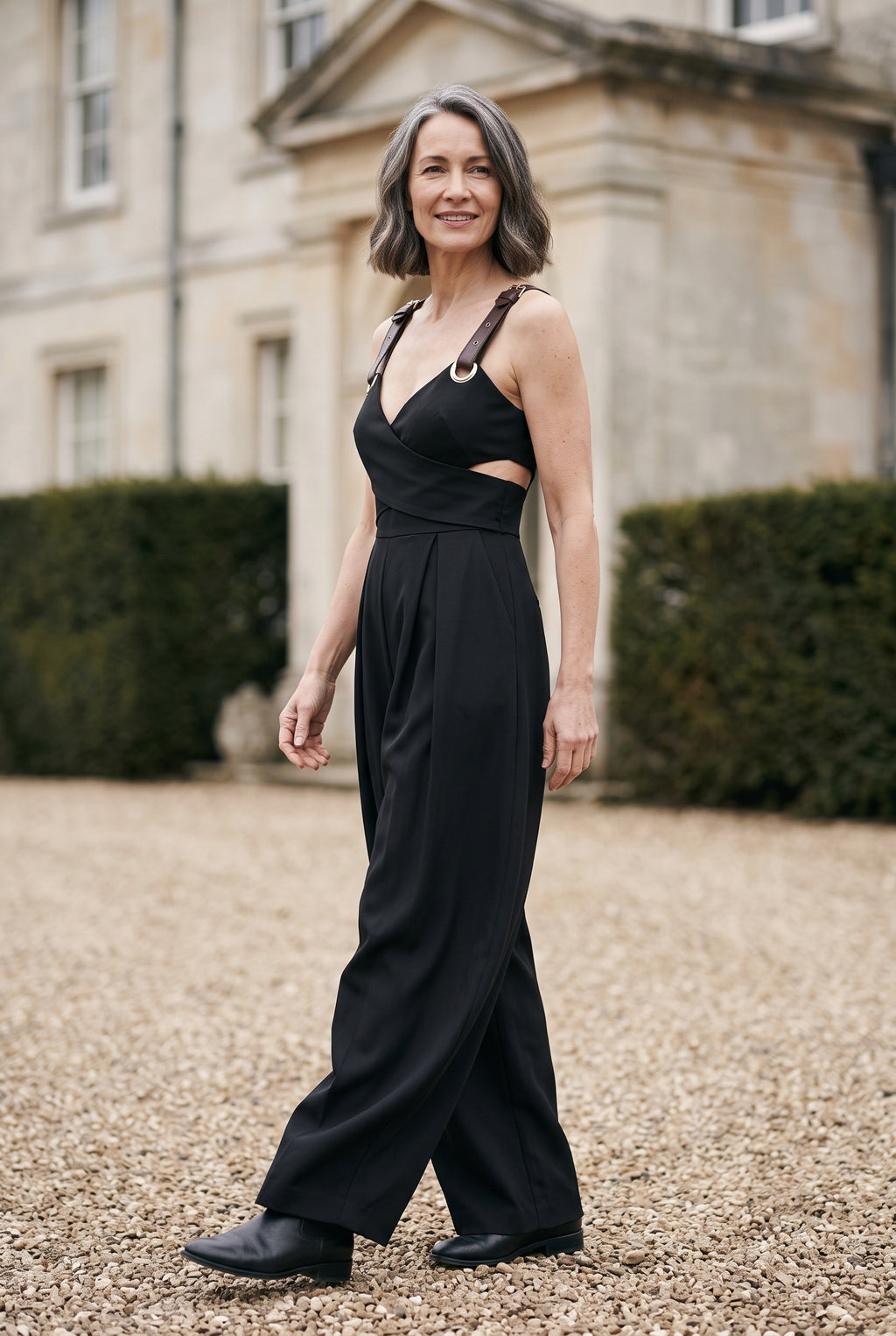 SOLTERI Iona - Crossed Cut-Out Sleeveless Jumpsuit