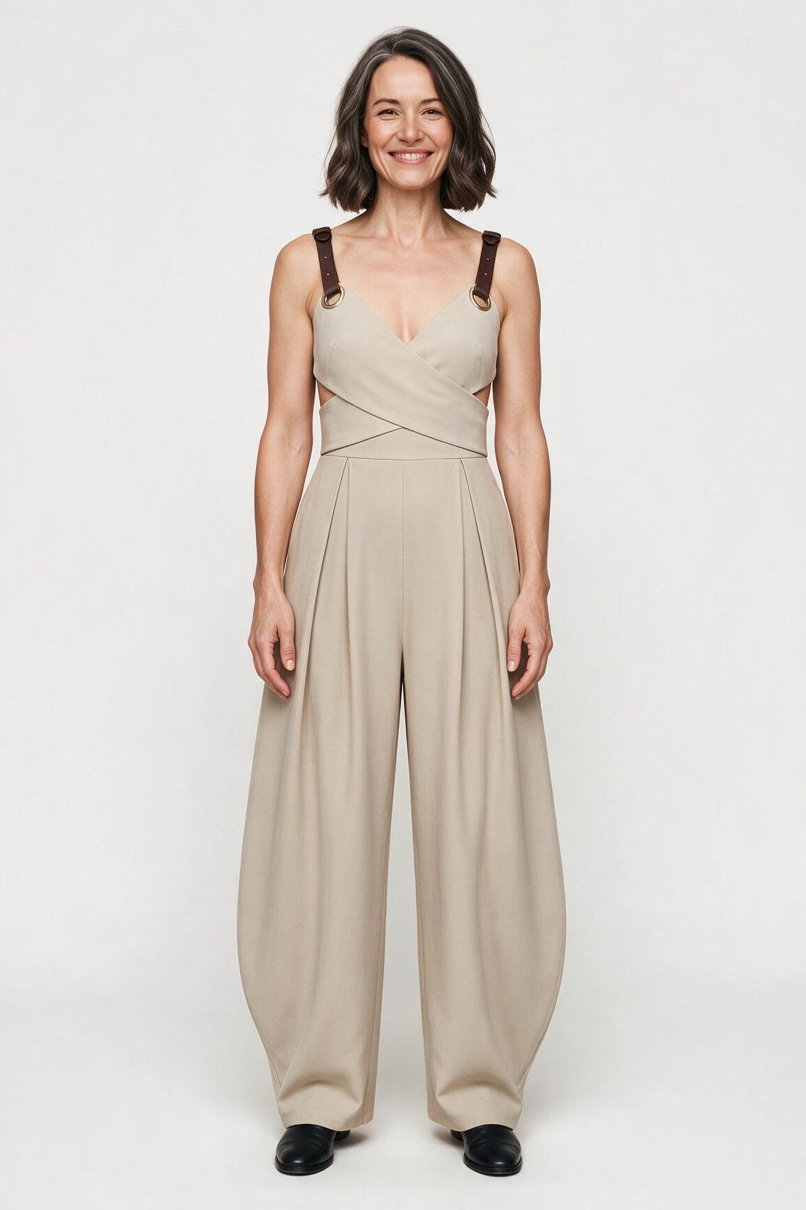 SOLTERI Iona - Crossed Cut-Out Sleeveless Jumpsuit