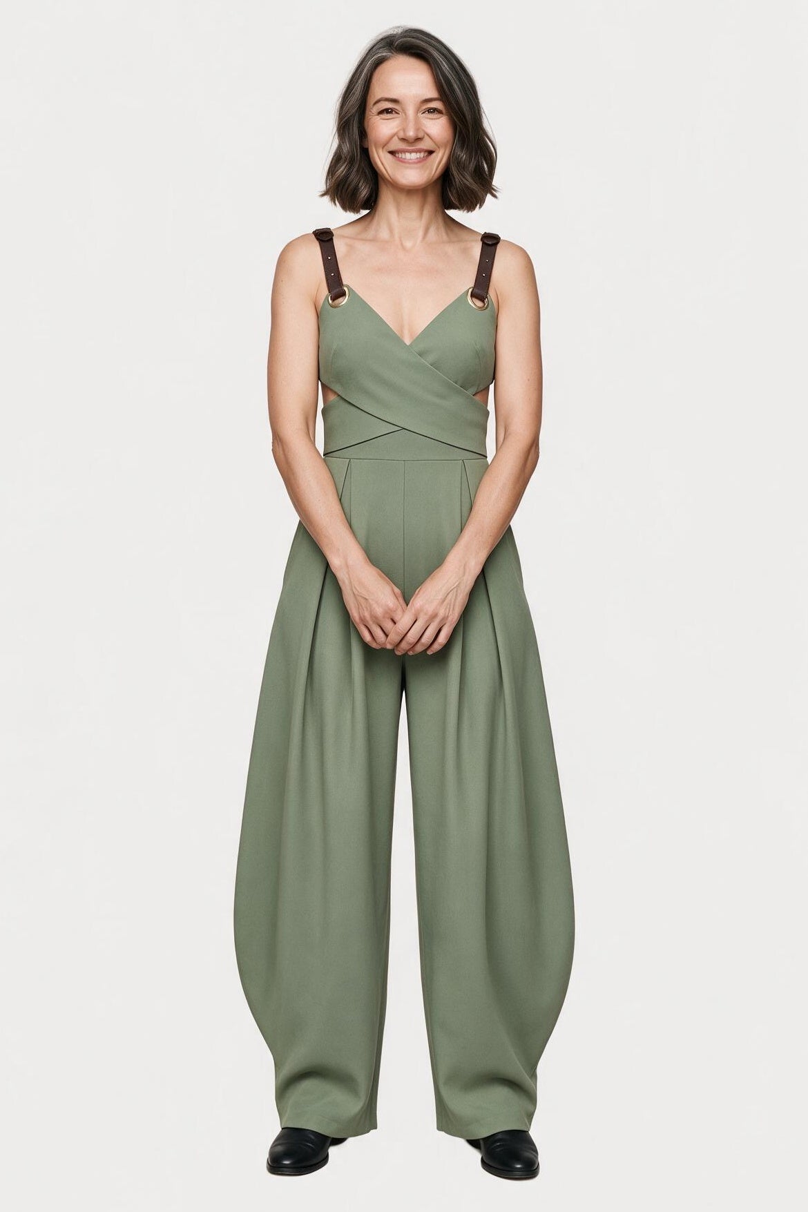 SOLTERI Iona - Crossed Cut-Out Sleeveless Jumpsuit