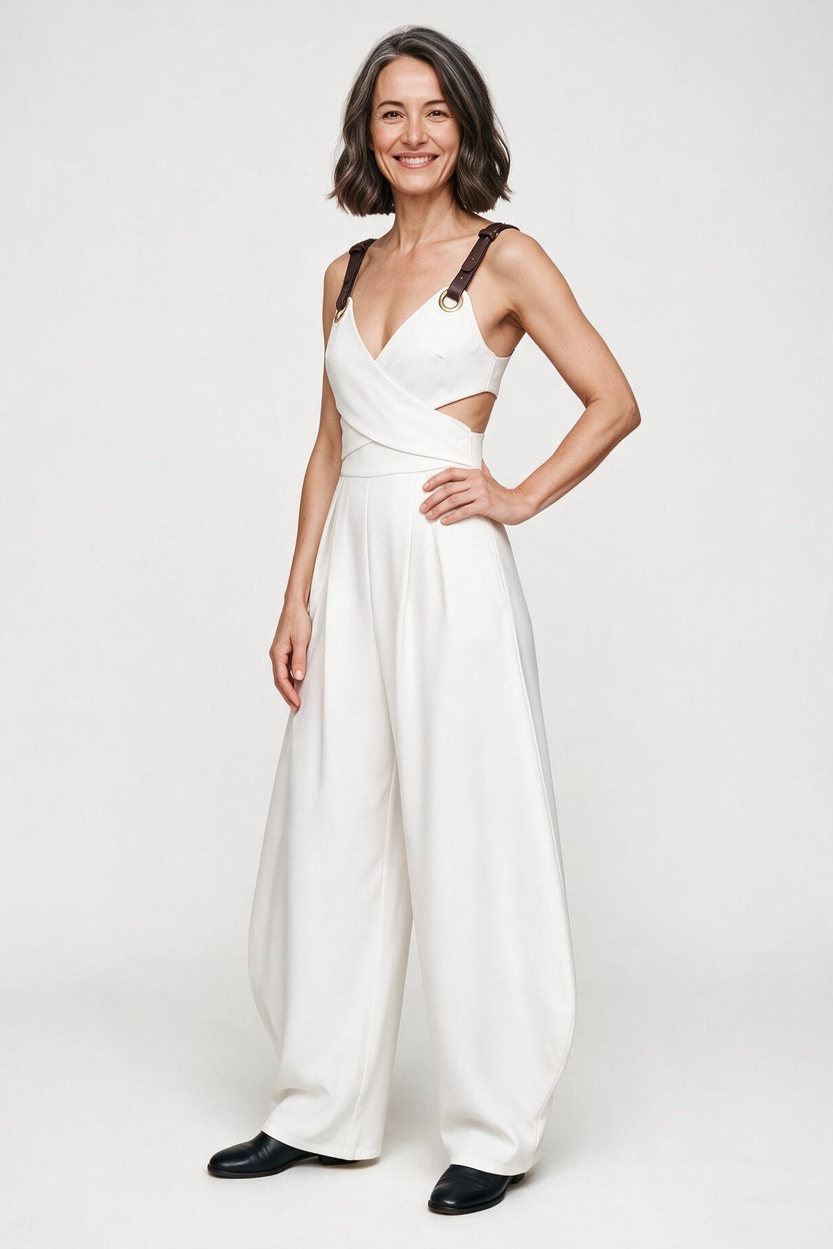 SOLTERI Iona - Crossed Cut-Out Sleeveless Jumpsuit