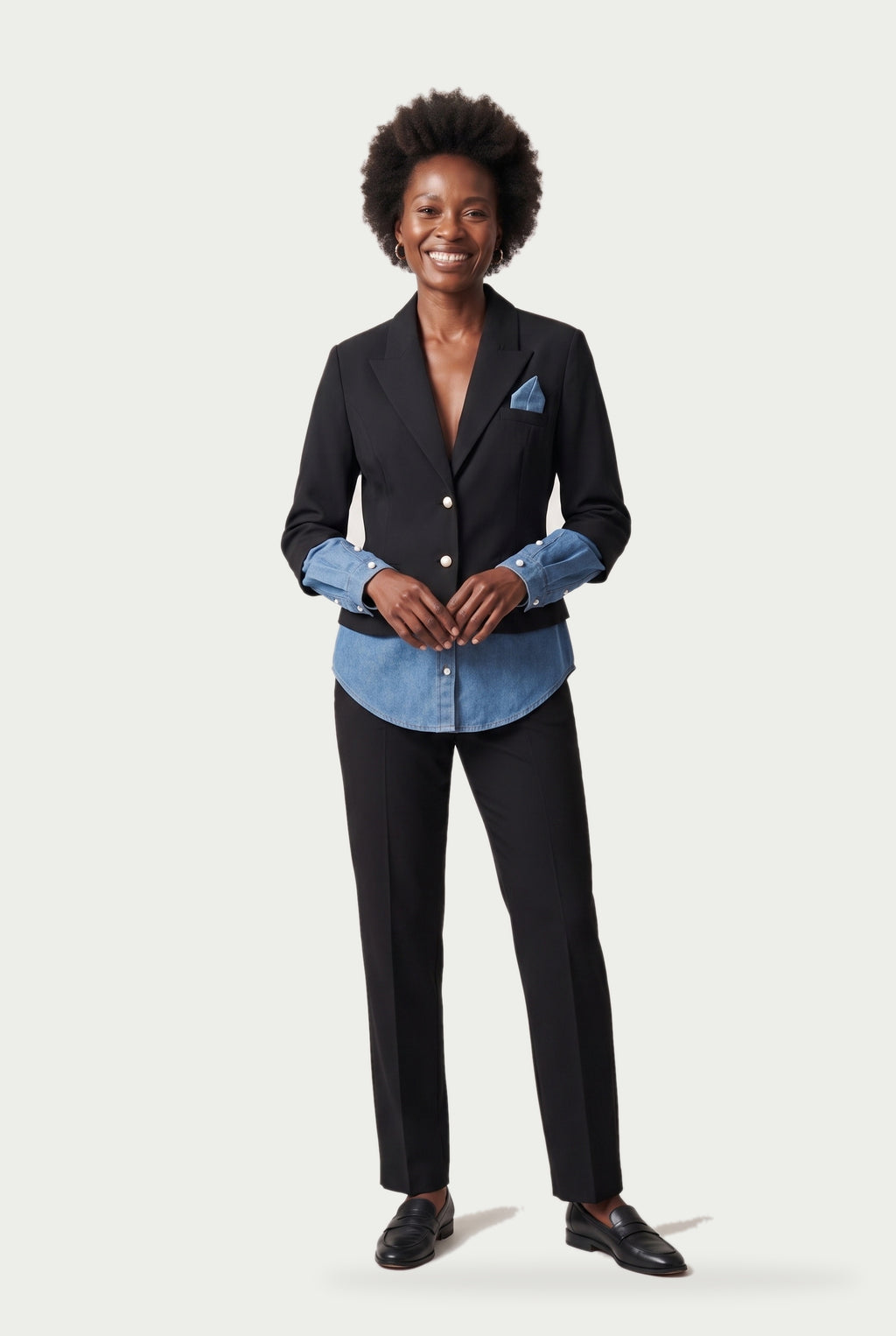 SOLTERI Ines - Denim-Hem Tailored Blazer