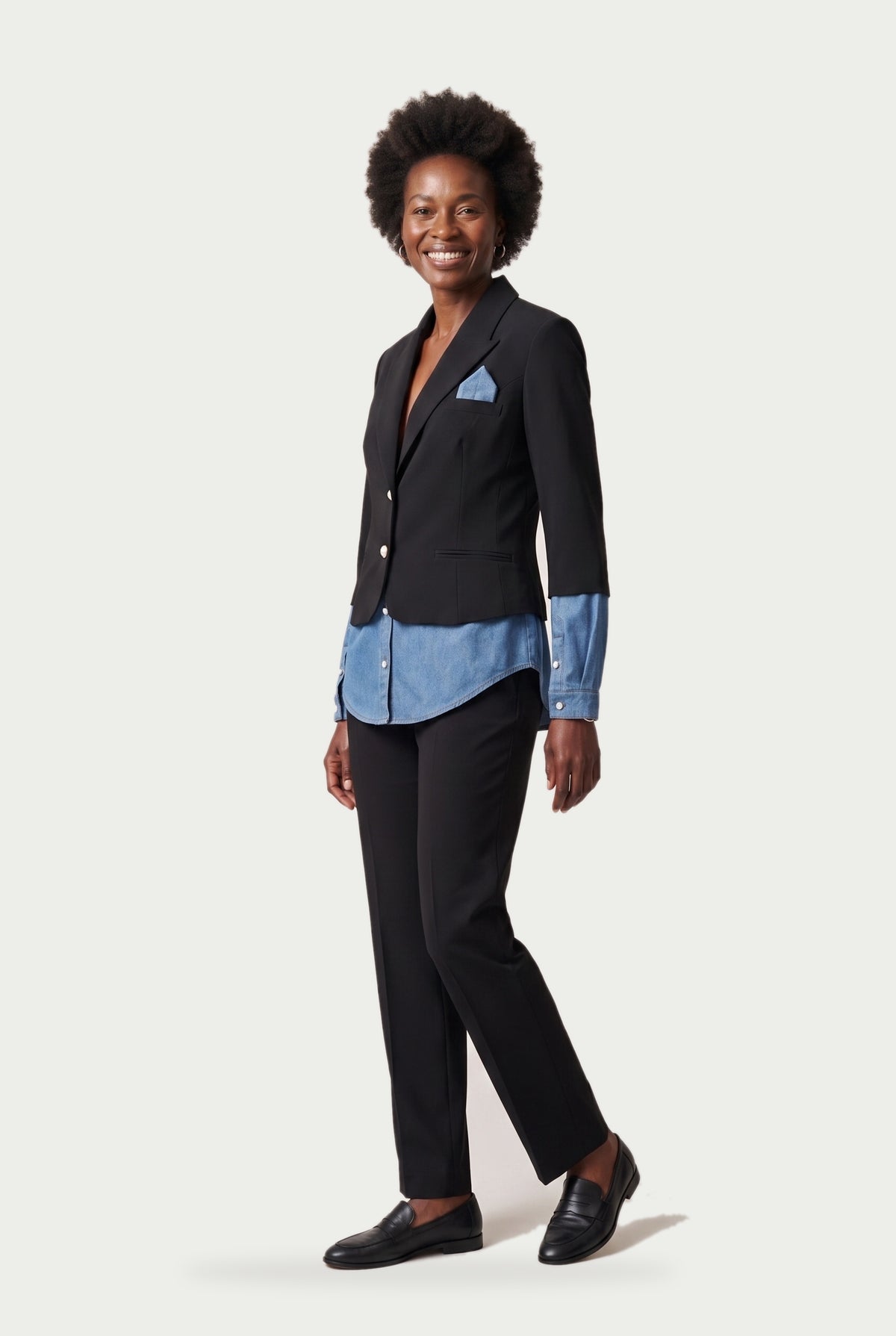 SOLTERI Ines - Denim-Hem Tailored Blazer