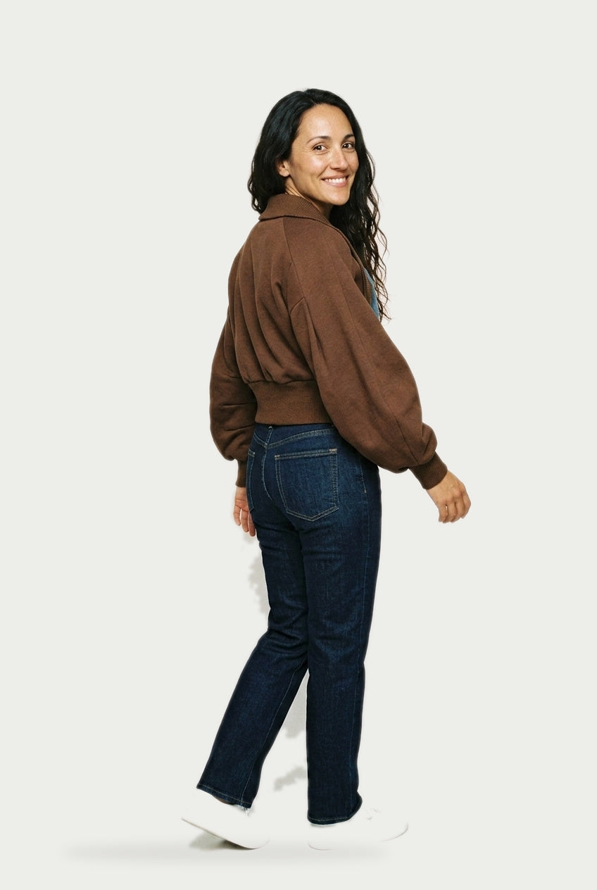 SOLTERI Aveline - Denim-Panel Cropped Bomber