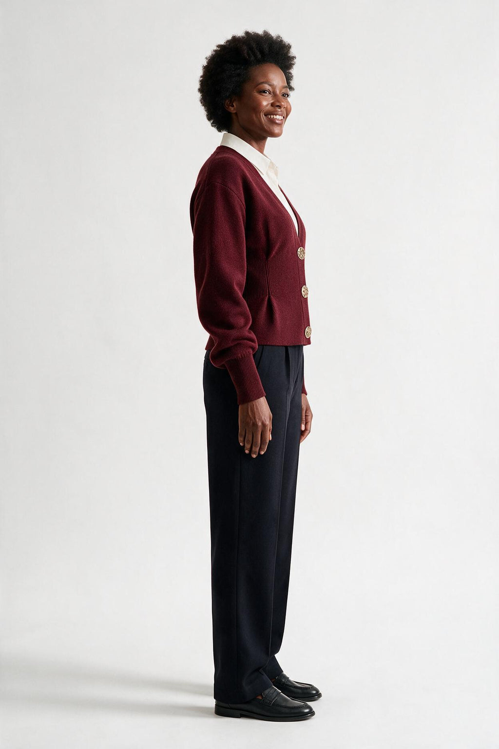 SOLTERI Knit Button V-Neck Cardigan