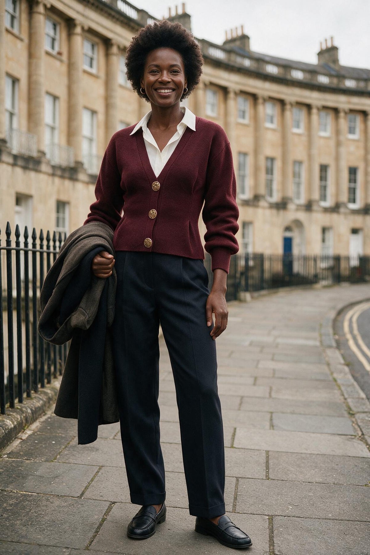 SOLTERI Knit Button V-Neck Cardigan