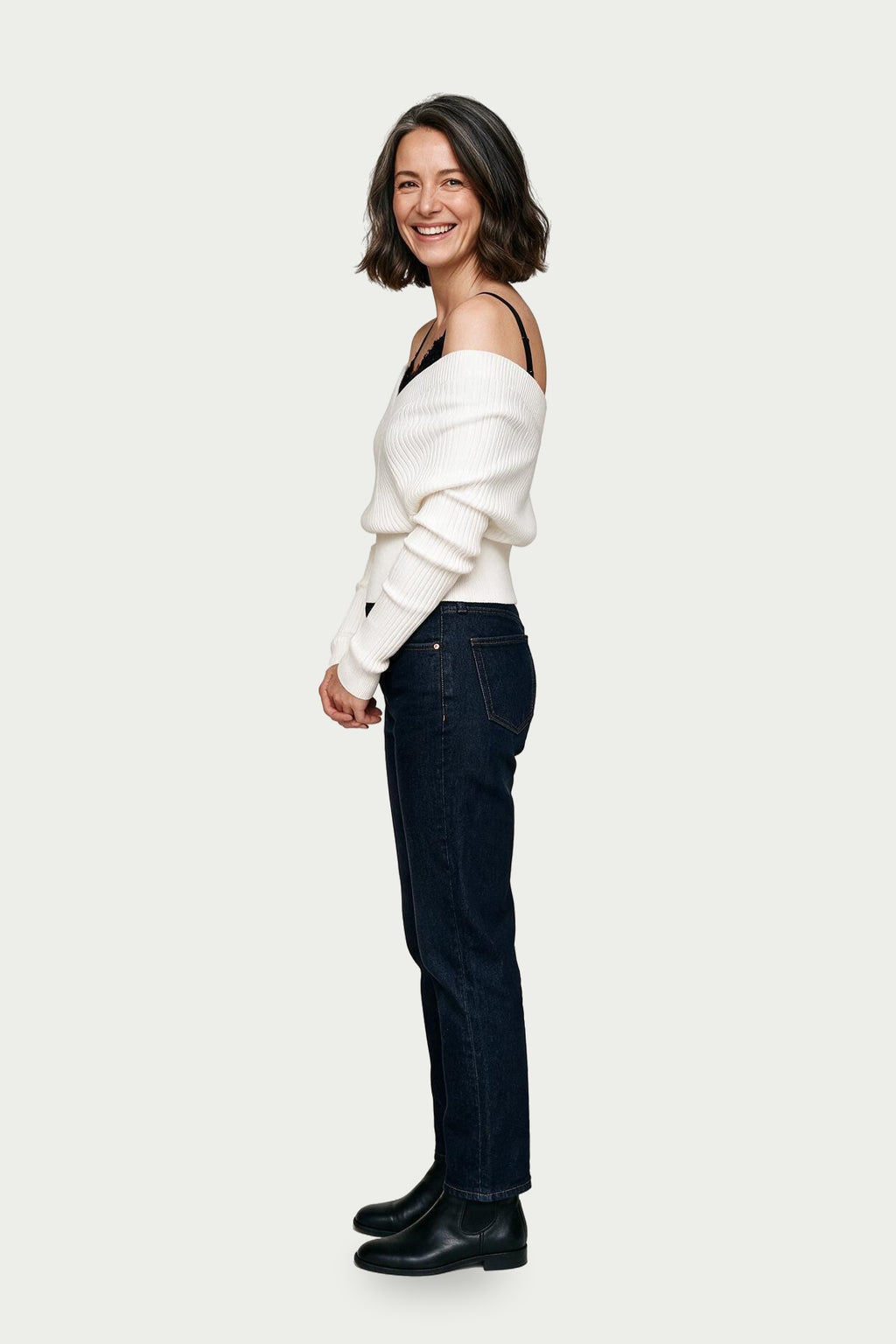 SOLTERI Odette - Lace-Trim Off-Shoulder Knit Top