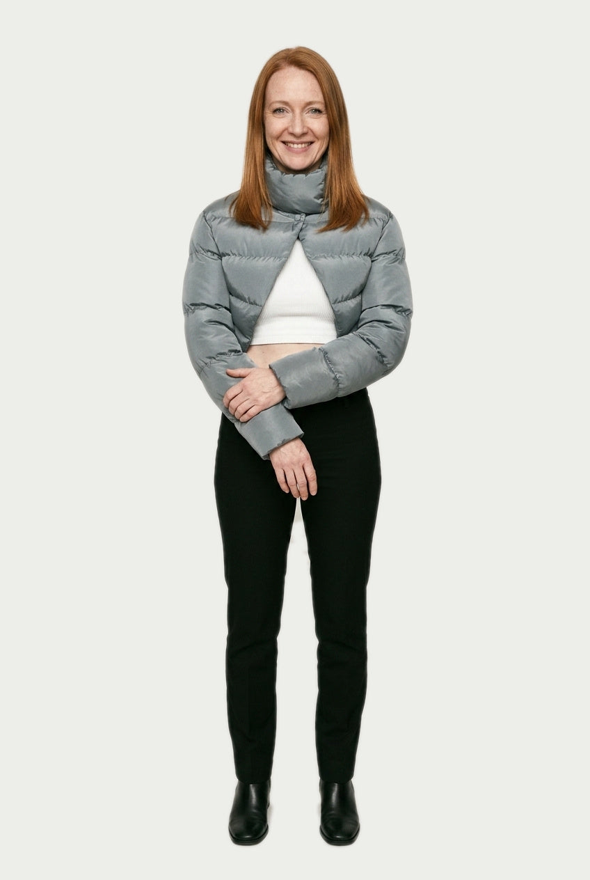 SOLTERI Nadia - Cropped Cut-Out Puffer Jacket - Gray