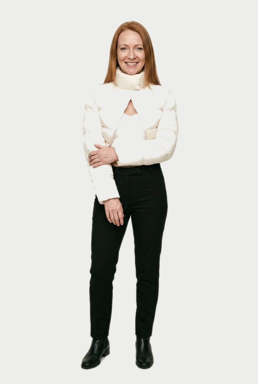SOLTERI Nadia - Cropped Cut-Out Puffer Jacket - Ivory